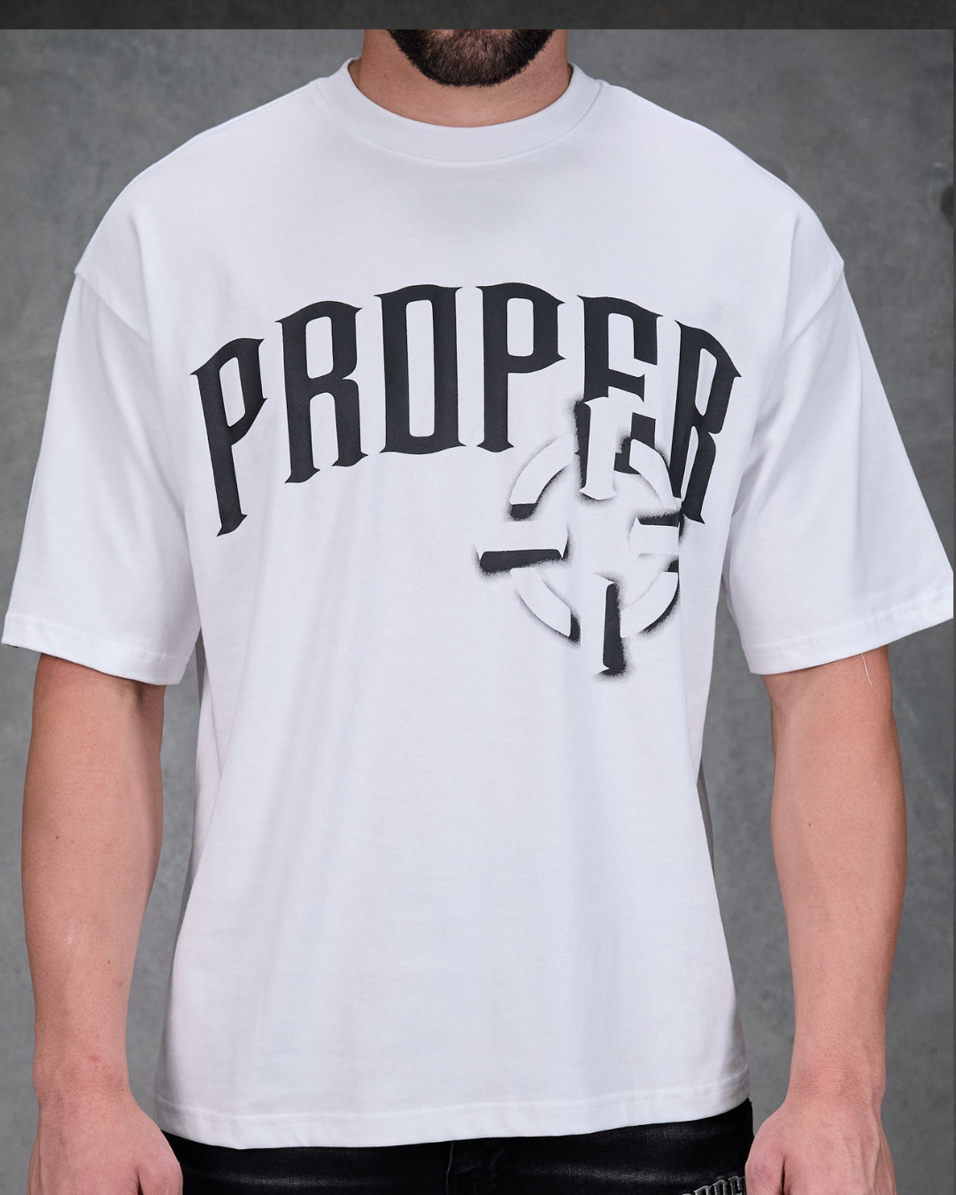 PROPER OFFSET OVERSIZED TEE WHITE
