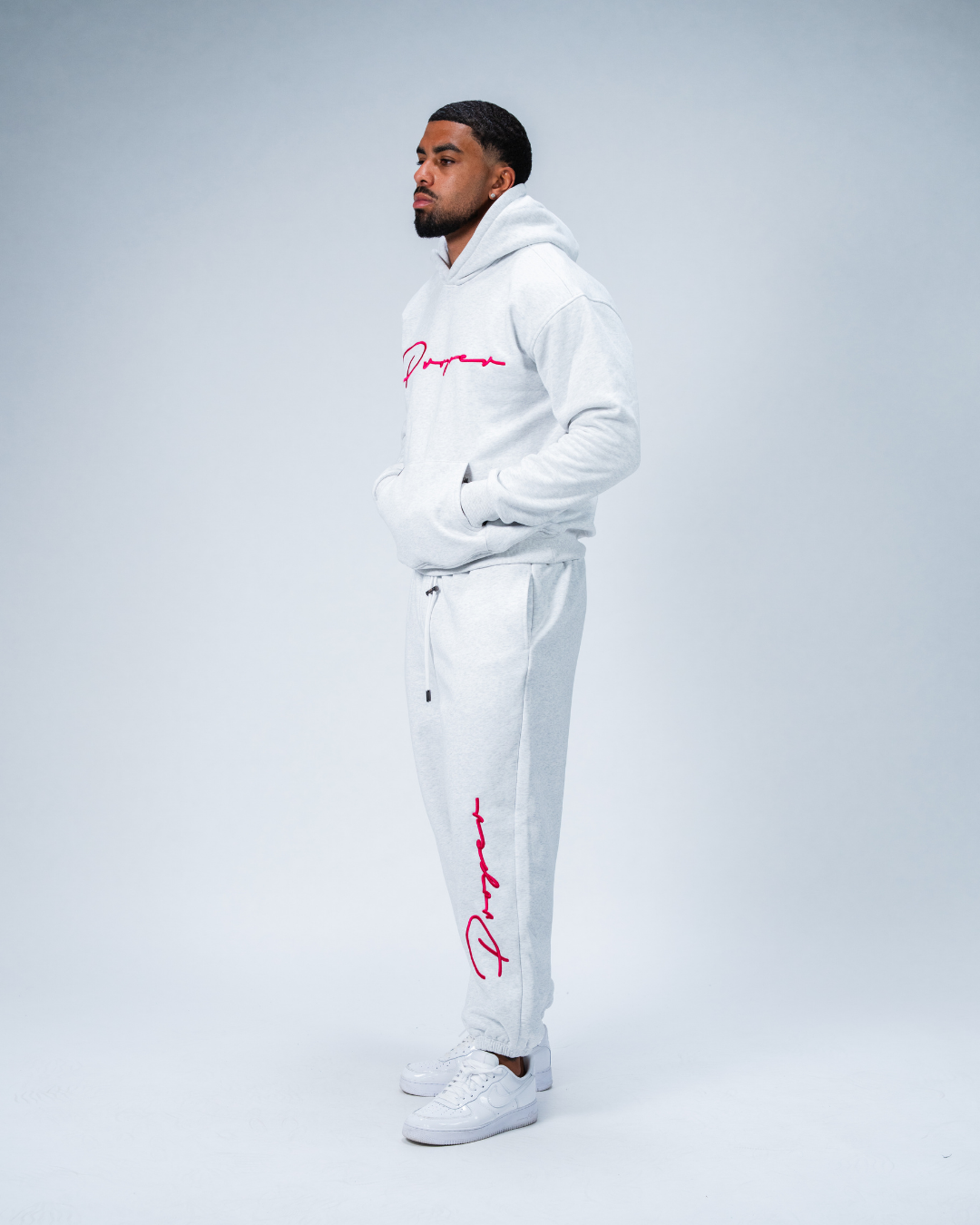 AUTOGRAPH HOODIE MARL GREY/PINK