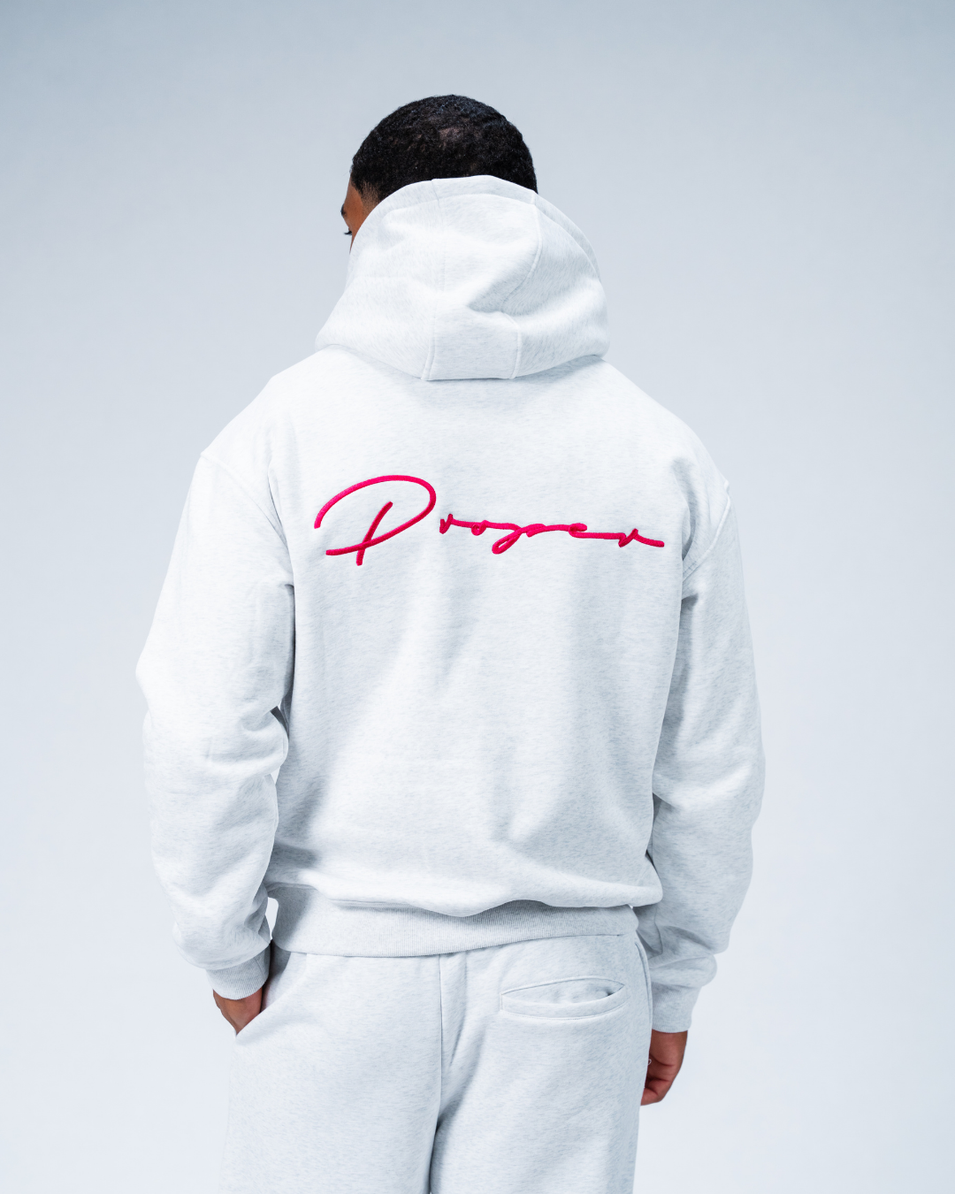 AUTOGRAPH HOODIE MARL GREY/PINK