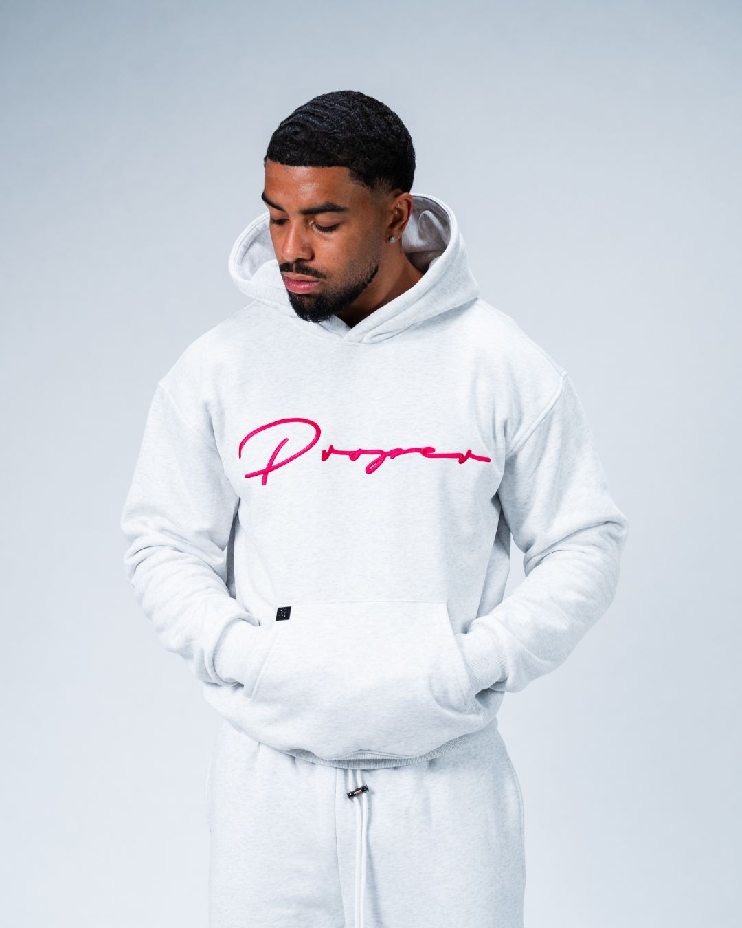 AUTOGRAPH HOODIE MARL GREY/PINK