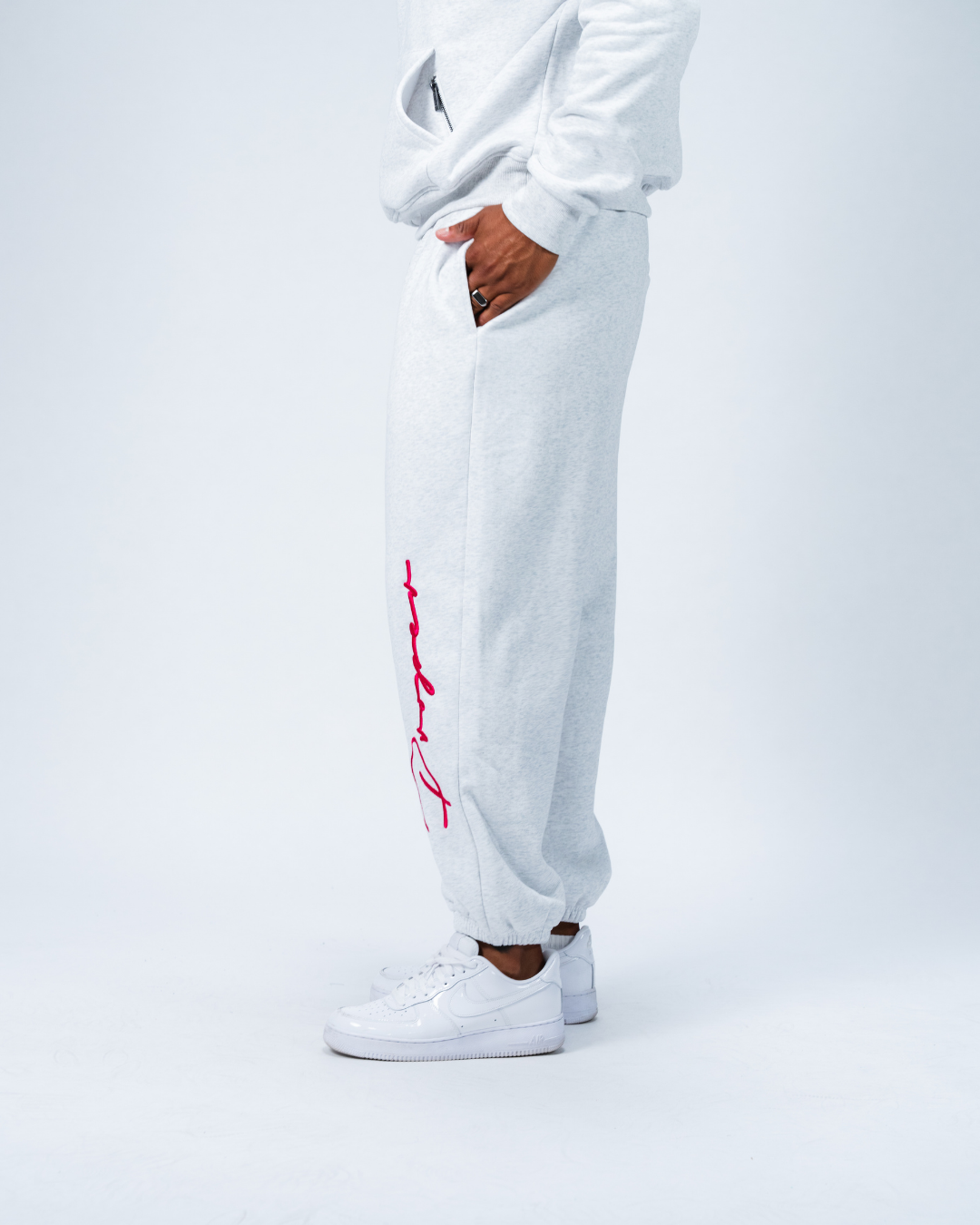 AUTOGRAPH TRACKPANTS MARL GREY/PINK