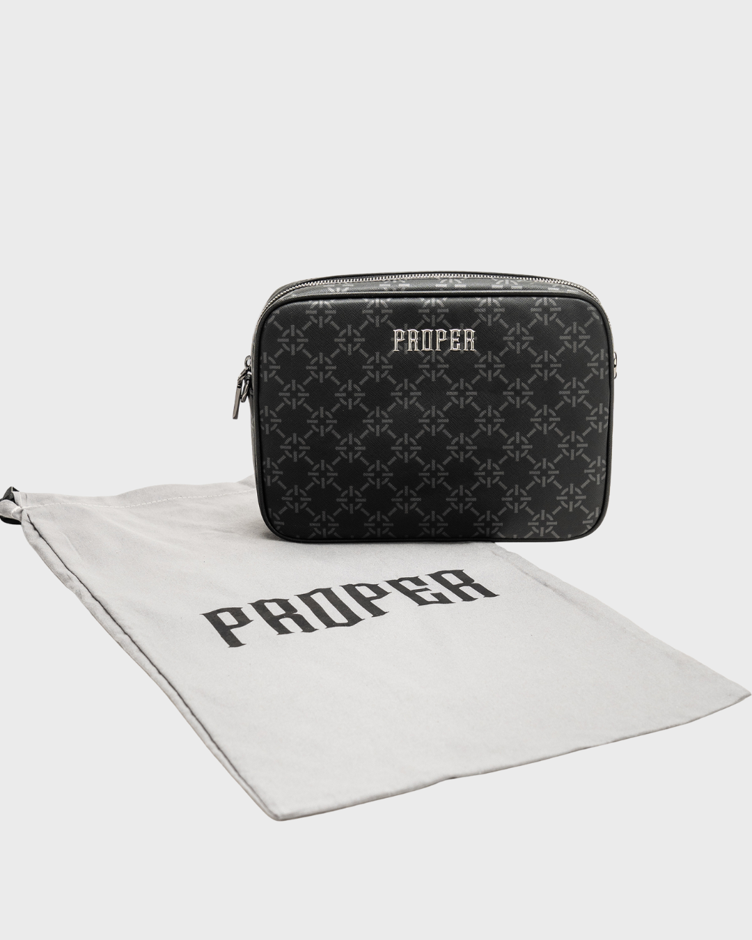 PROPER MONOGRAM MESSENGER BAG BLACK