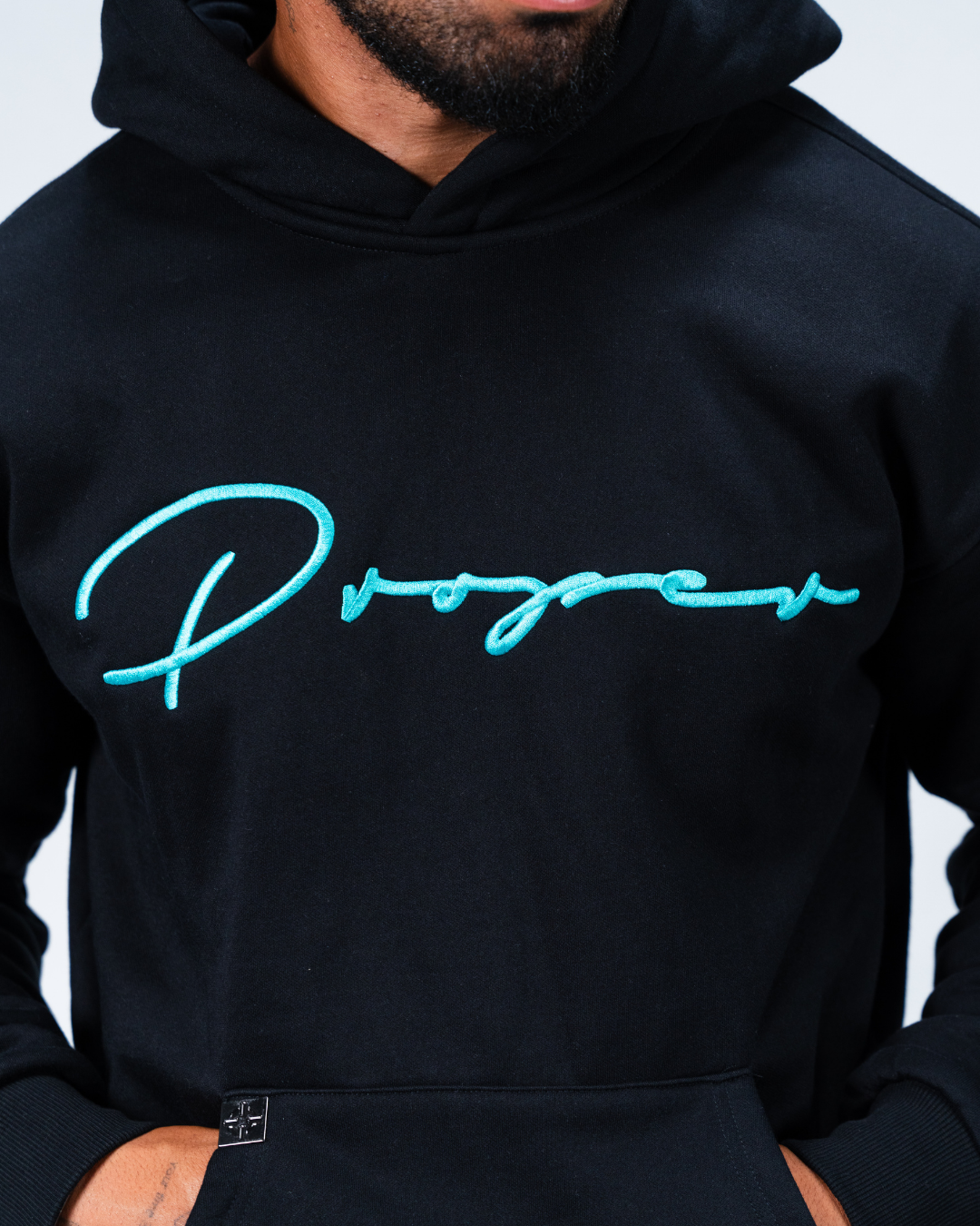 AUTOGRAPH HOODIE BLACK/TIFFANY BLUE