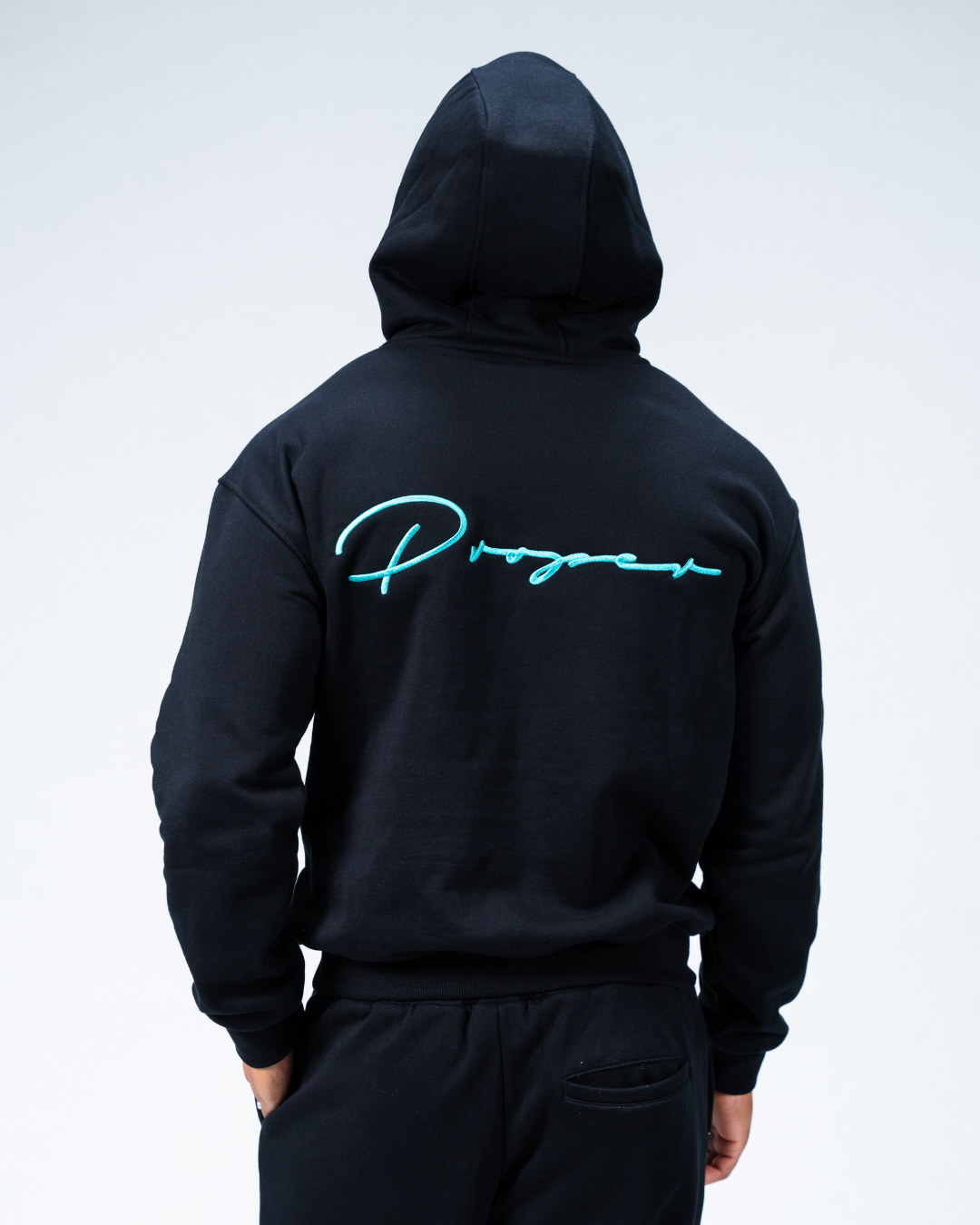 AUTOGRAPH HOODIE BLACK/TIFFANY BLUE