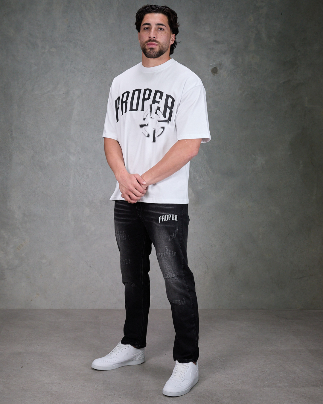 PROPER OFFSET OVERSIZED TEE WHITE