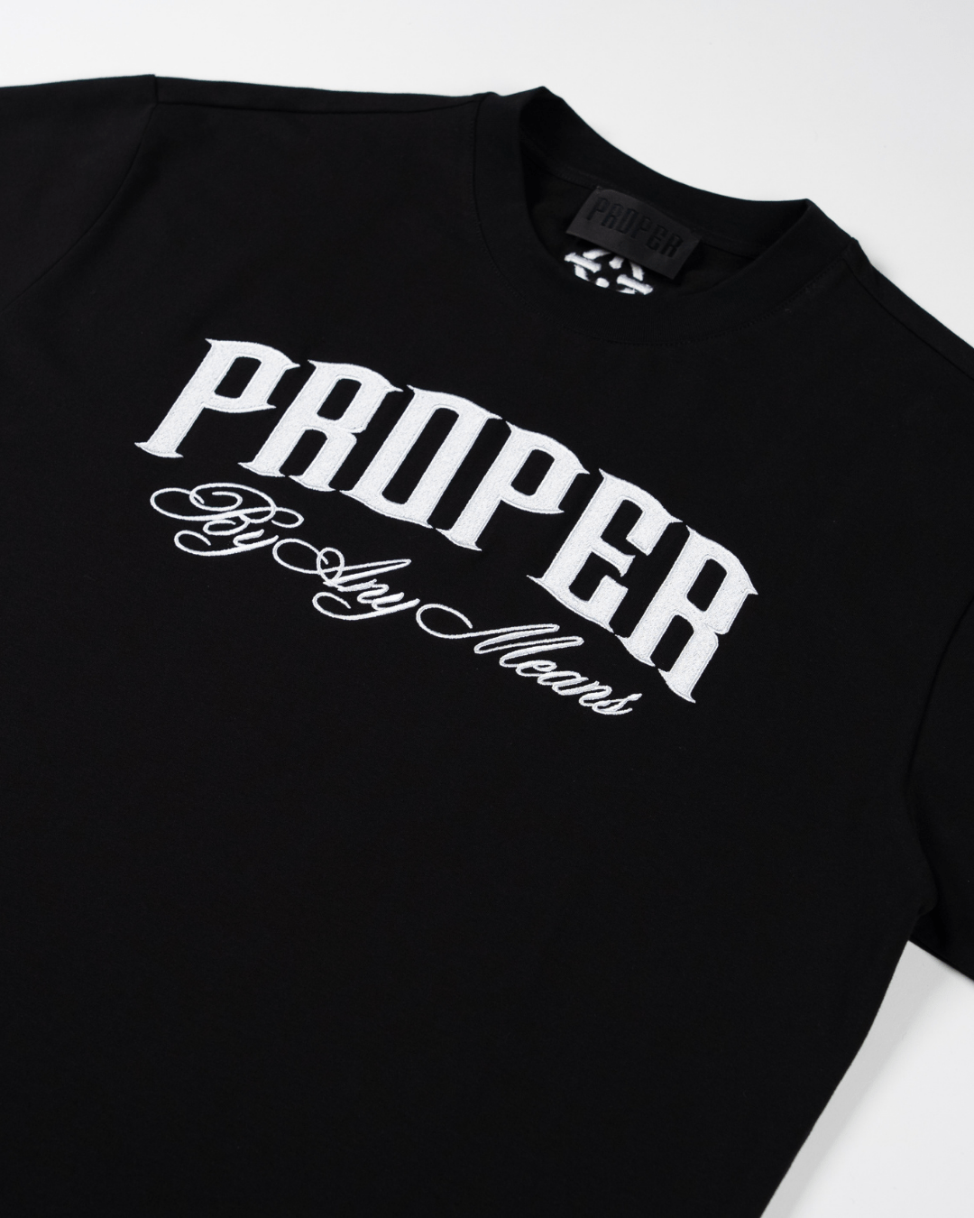 BAM EMBROIDERY FITTED TEE BLACK/WHITE - Proper Streetwear