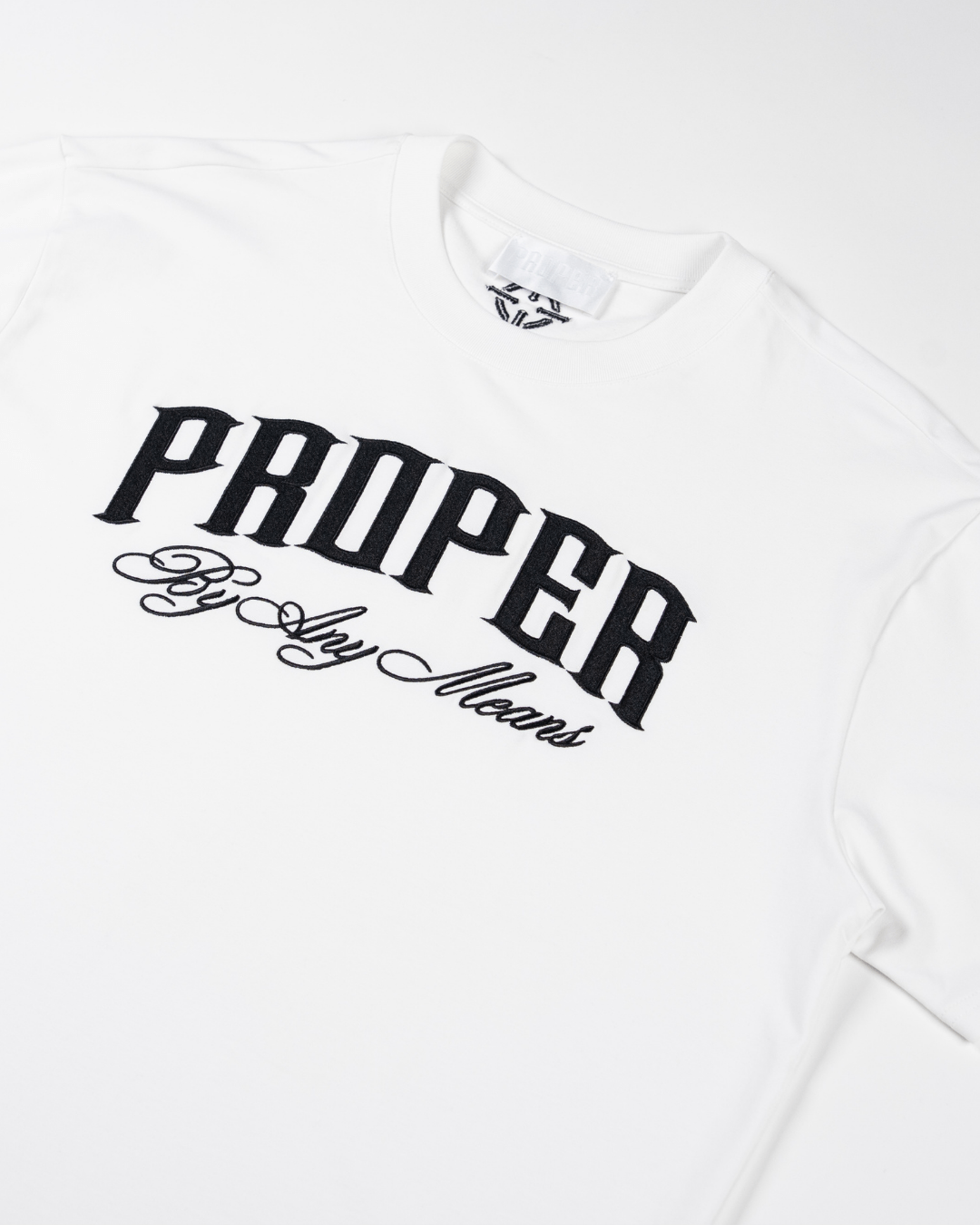BAM EMBROIDERY FITTED TEE WHITE/BLACK - Proper Streetwear