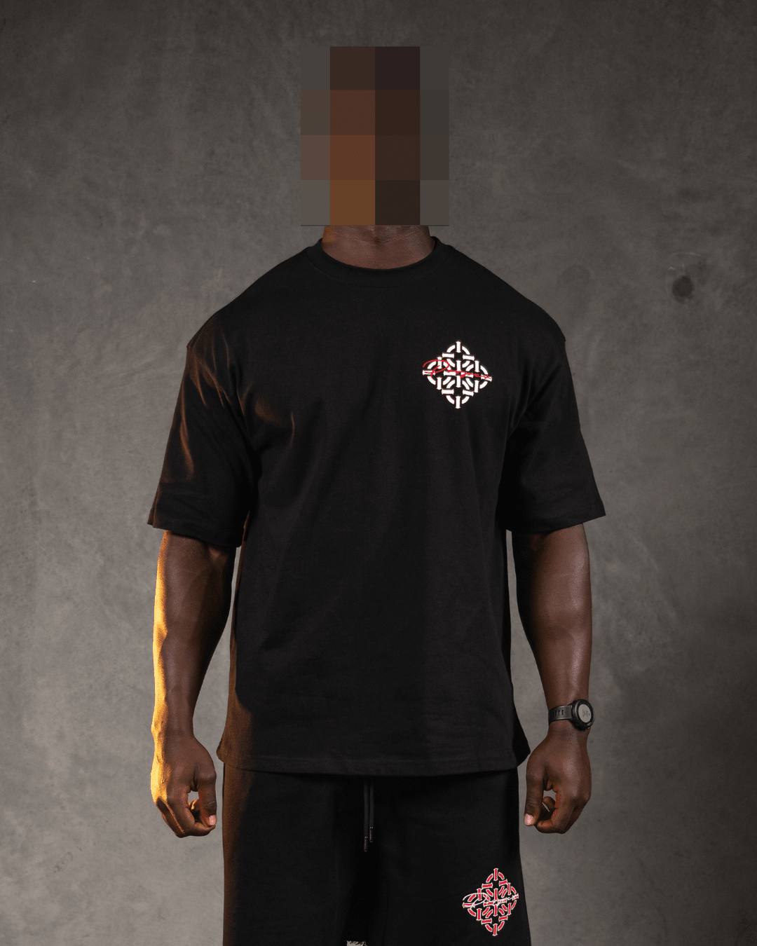 DIAMOND SCRIPT OVERSIZED TEE BLACK/RED - Proper Streetwear