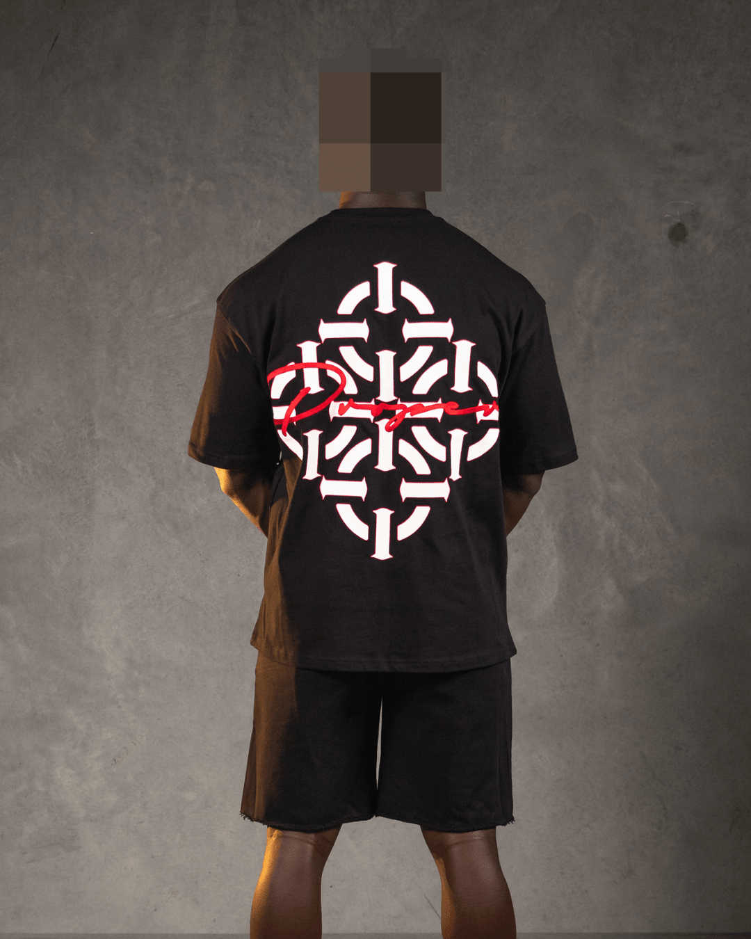 DIAMOND SCRIPT OVERSIZED TEE BLACK/RED - Proper Streetwear
