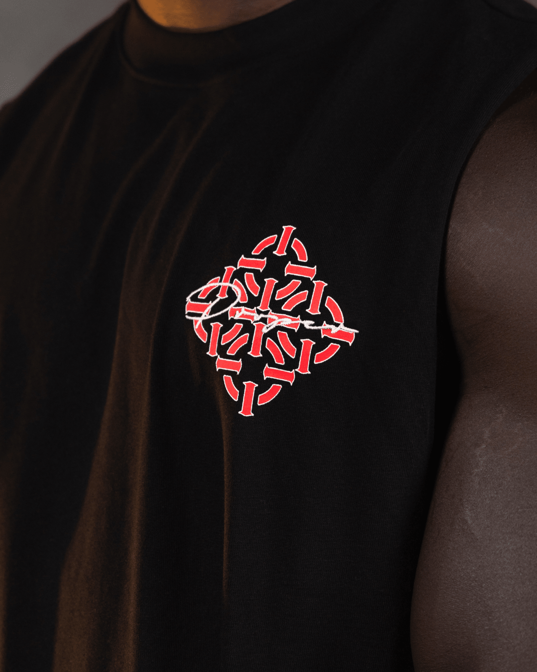 DIAMOND SCRIPT SINGLET BLACK/RED - Proper Streetwear