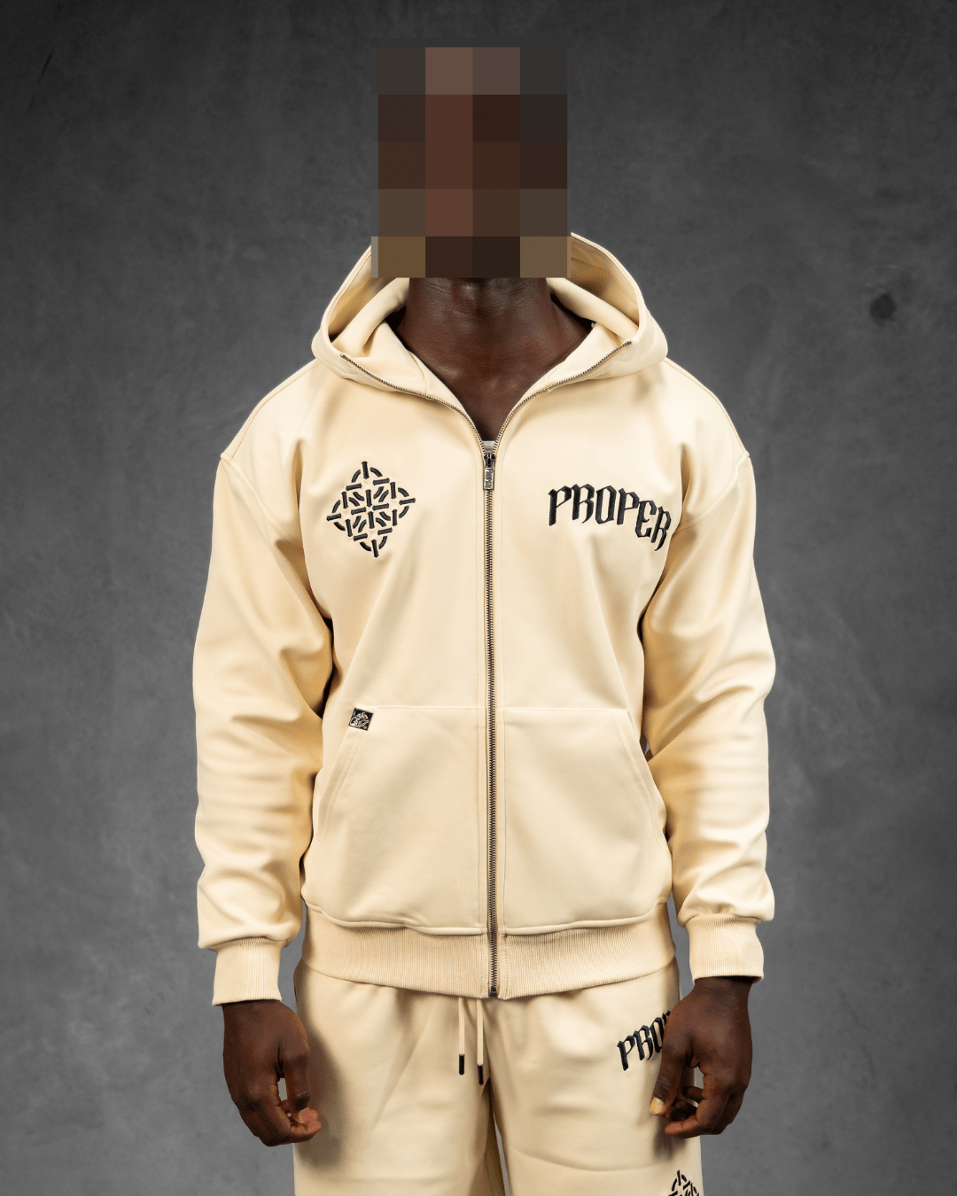 DIAMOND ZIP UP JACKET STONE - Proper Streetwear