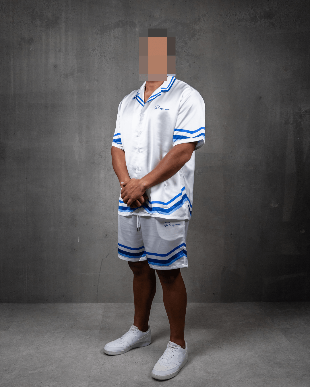 MONACO SILK SET WHITE/BLUE - Proper Streetwear