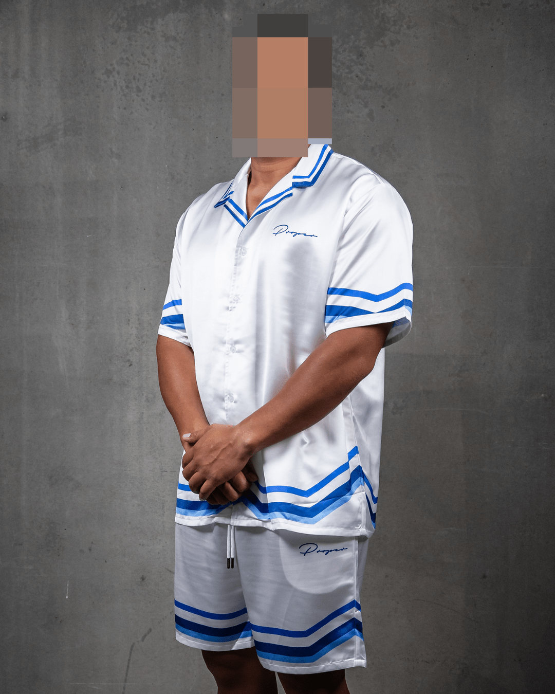 MONACO SILK SET WHITE/BLUE - Proper Streetwear