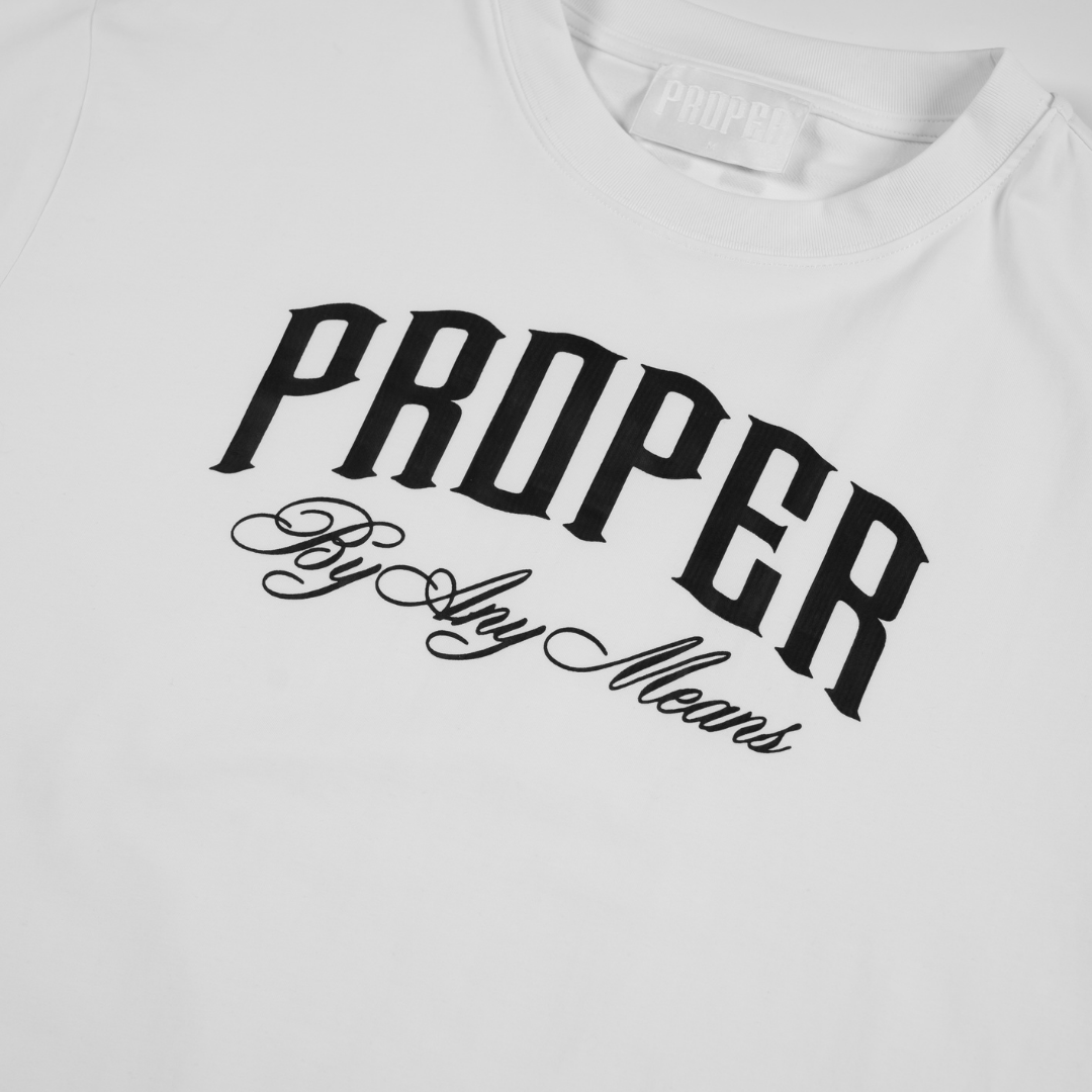 PROPER BY ANY MEANS FITTED TEE WHITE - Proper Streetwear