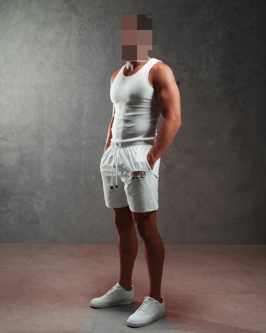 PROPER CURVED SWIM SHORTS WHITE - Proper Streetwear