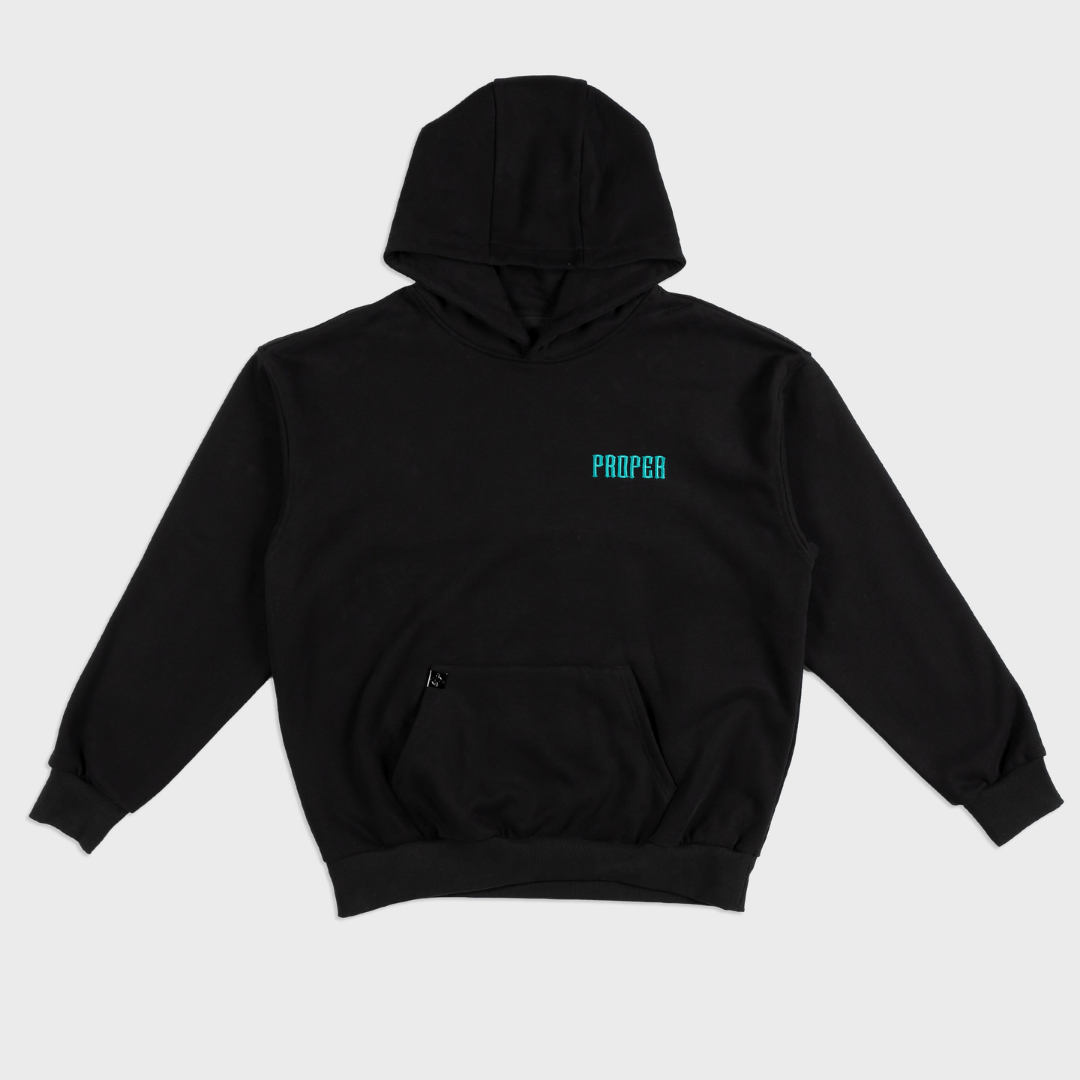 PROPER GENERAL HOODIE BLACK/GREEN - Proper Streetwear