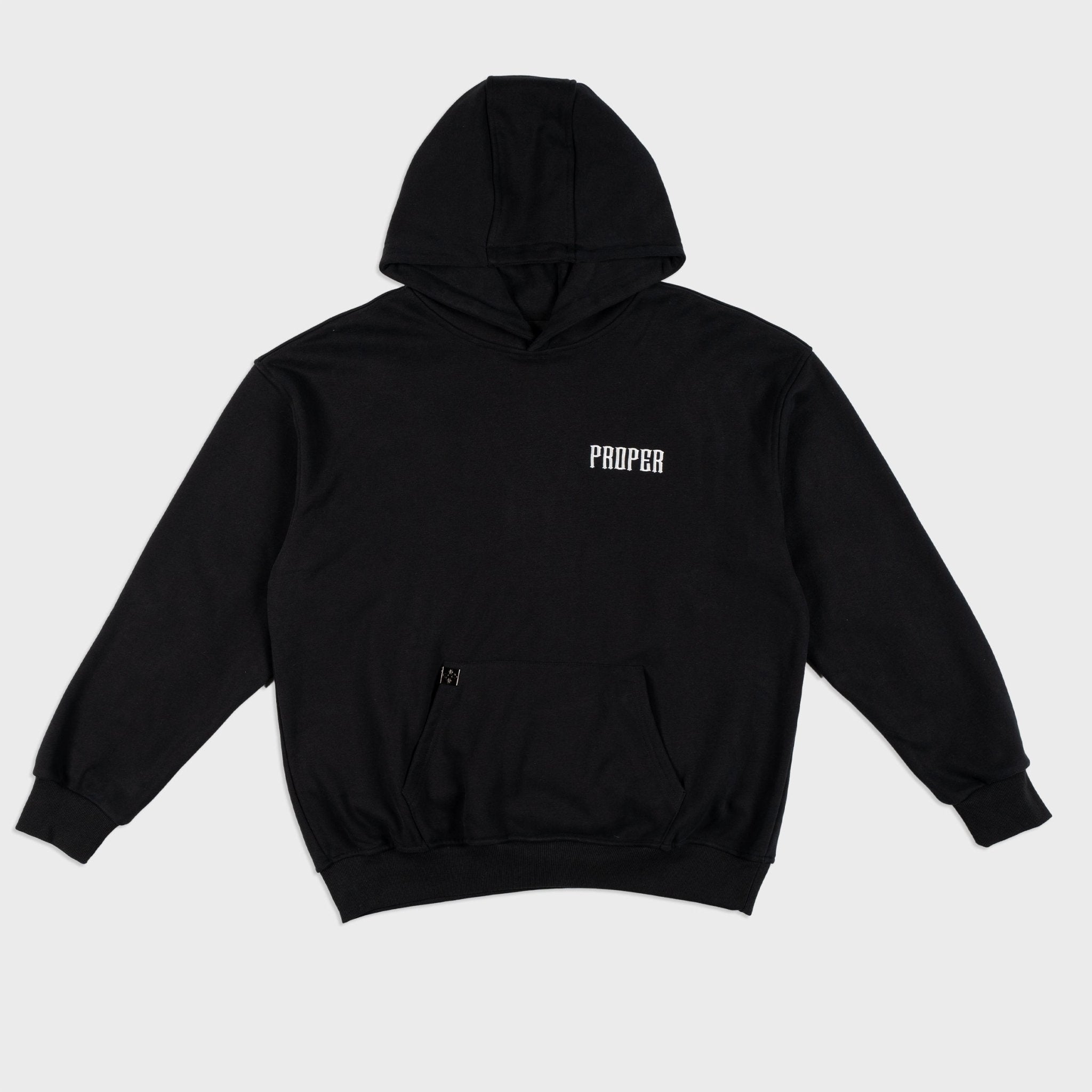PROPER GENERAL HOODIE BLACK/WHITE - Proper Streetwear