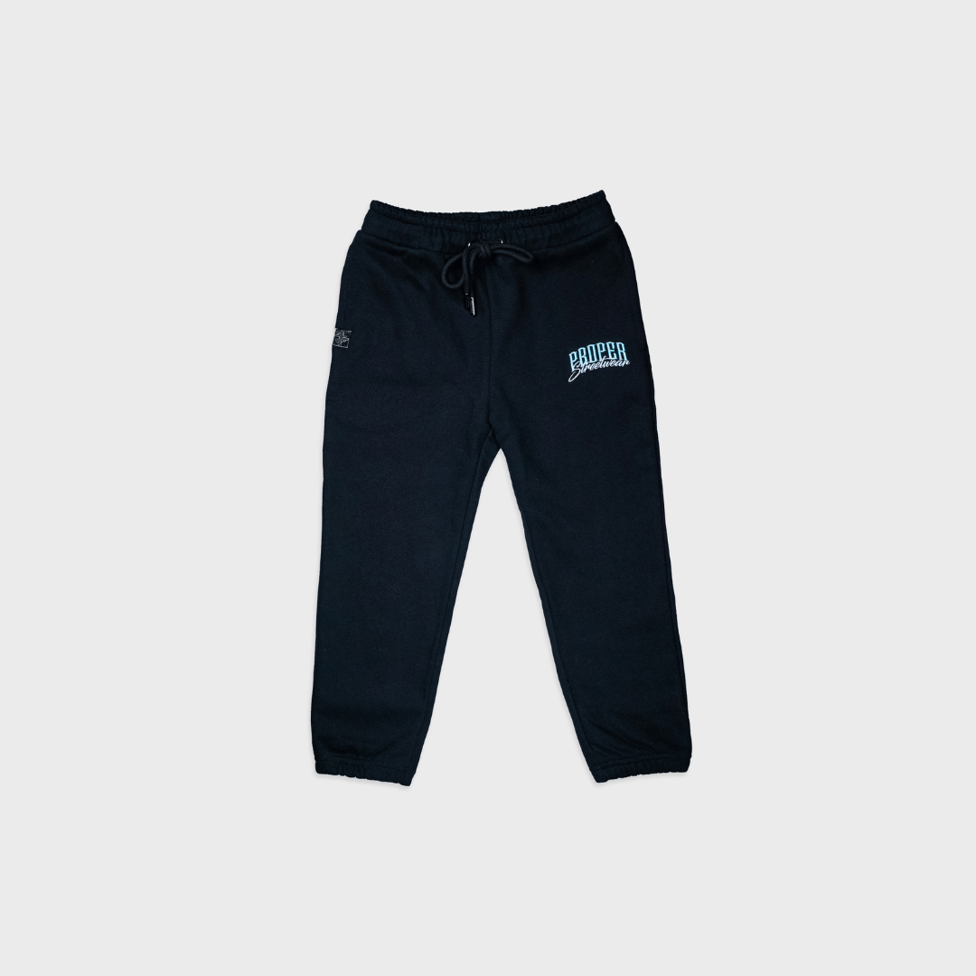 PROPER KIDS SIGNATURE HOODIE SET BLACK/ICY BLUE - Proper Streetwear
