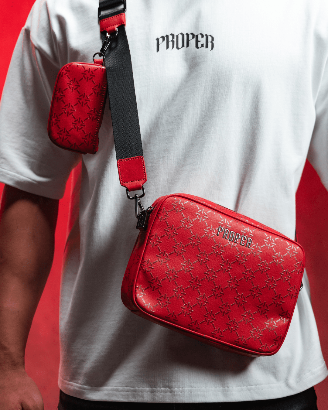 PROPER MONOGRAM MESSENGER BAG RED - Proper Streetwear