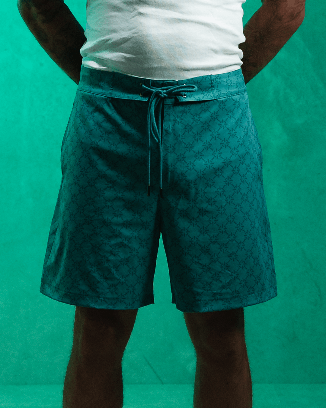 PROPER MONOGRAM SWIM SHORTS CYAN - Proper Streetwear