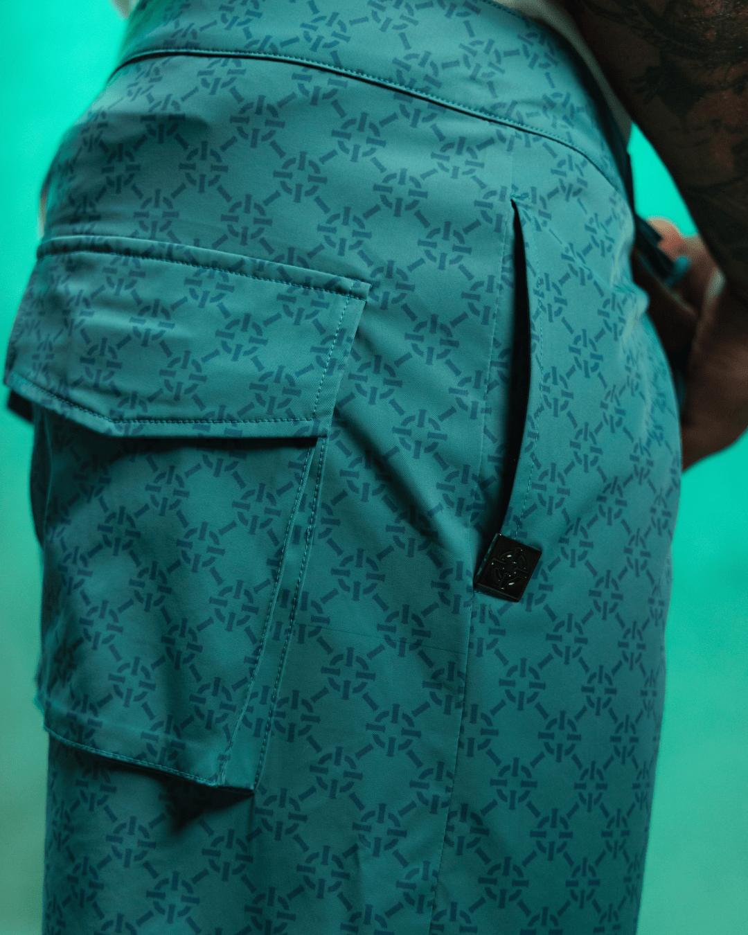 PROPER MONOGRAM SWIM SHORTS CYAN - Proper Streetwear