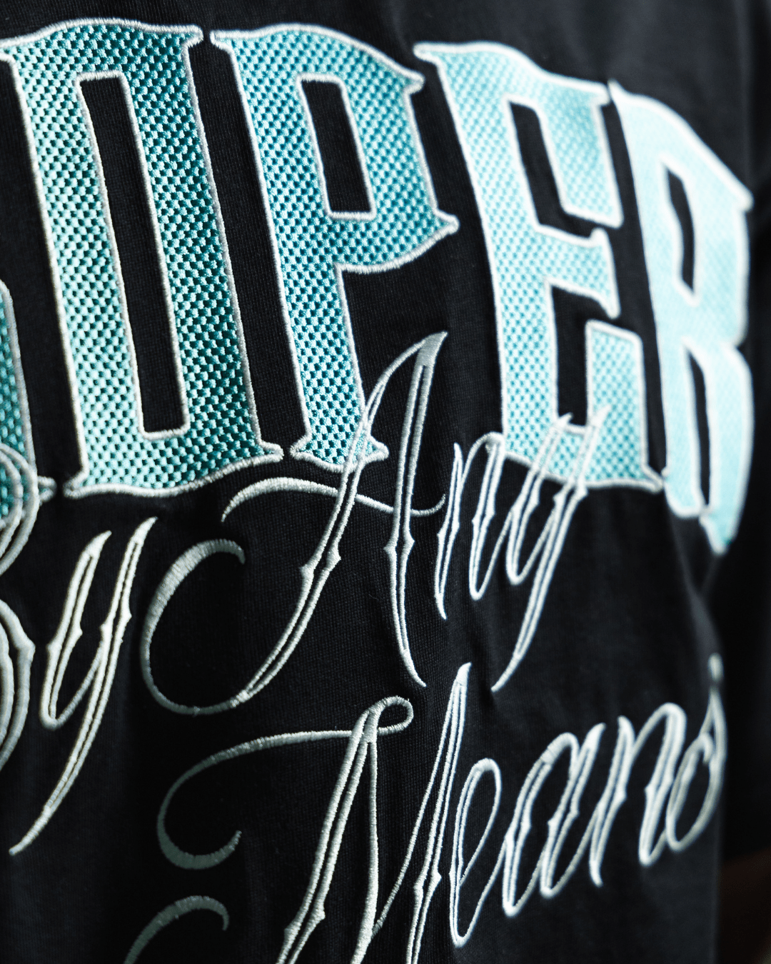 PROPER MOTIVE OVERSIZED TEE BLACK/CYAN - Proper Streetwear
