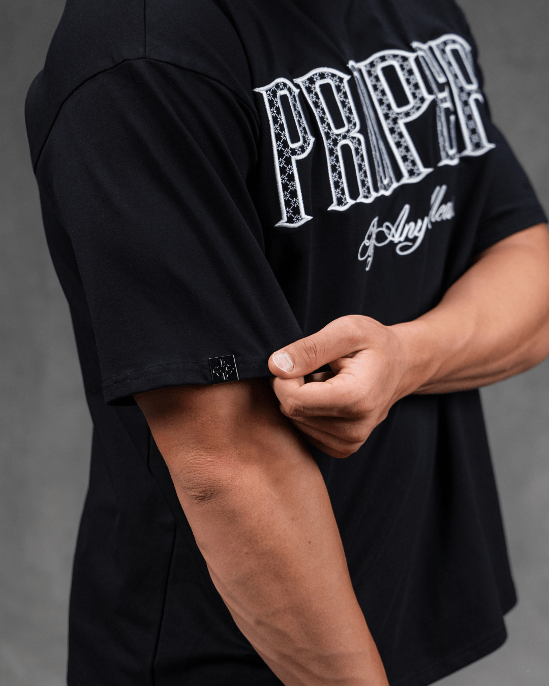 PROPER OG MONOGRAM OVERSIZED TEE BLACK - Proper Streetwear