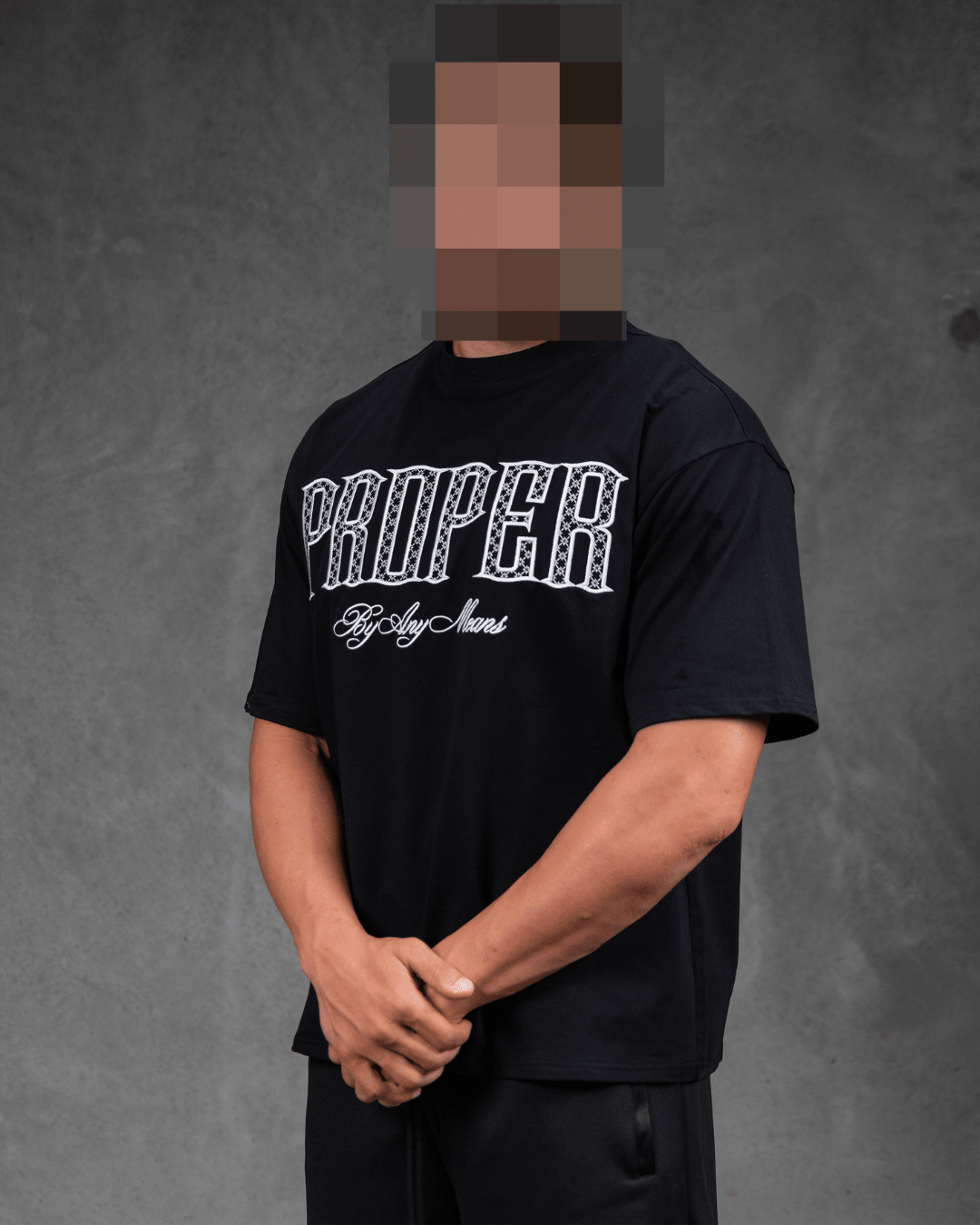 PROPER OG MONOGRAM OVERSIZED TEE BLACK - Proper Streetwear