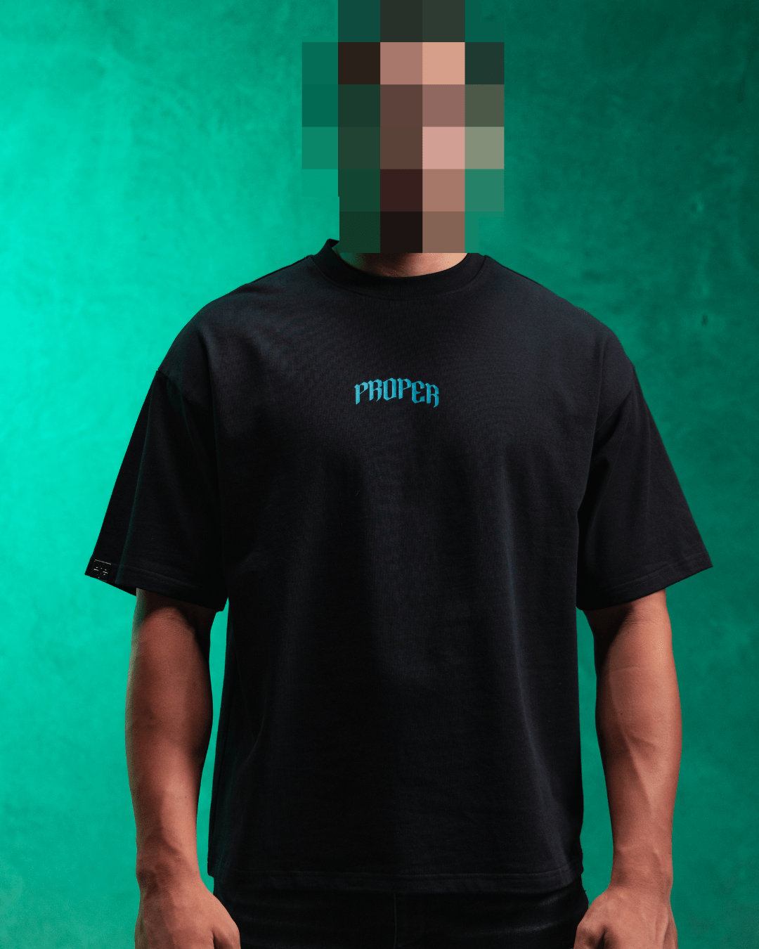 PROPER OG STATUS OVERSIZED TEE BLACK/CYAN - Proper Streetwear