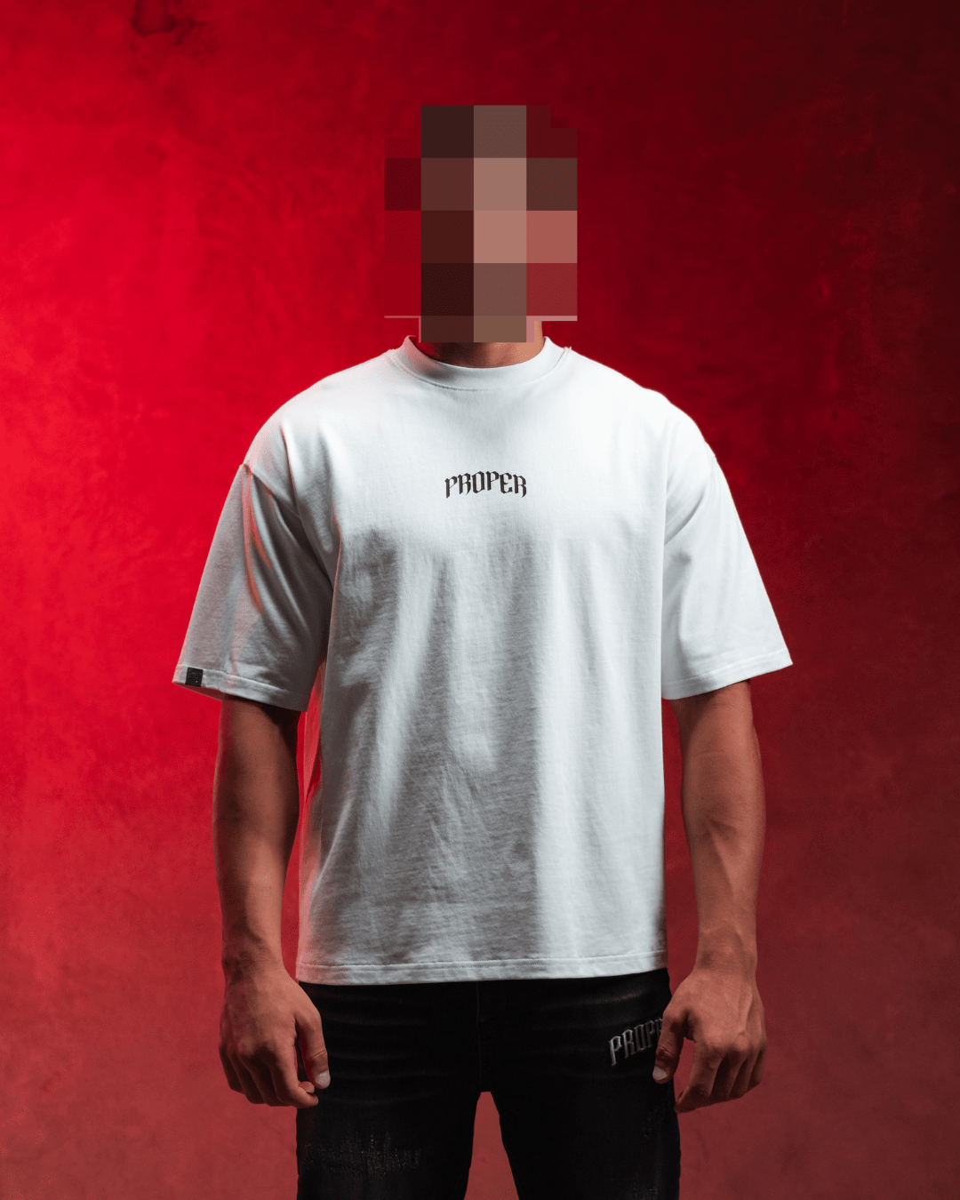 PROPER OG STATUS OVERSIZED TEE WHITE/CRIMSON - Proper Streetwear
