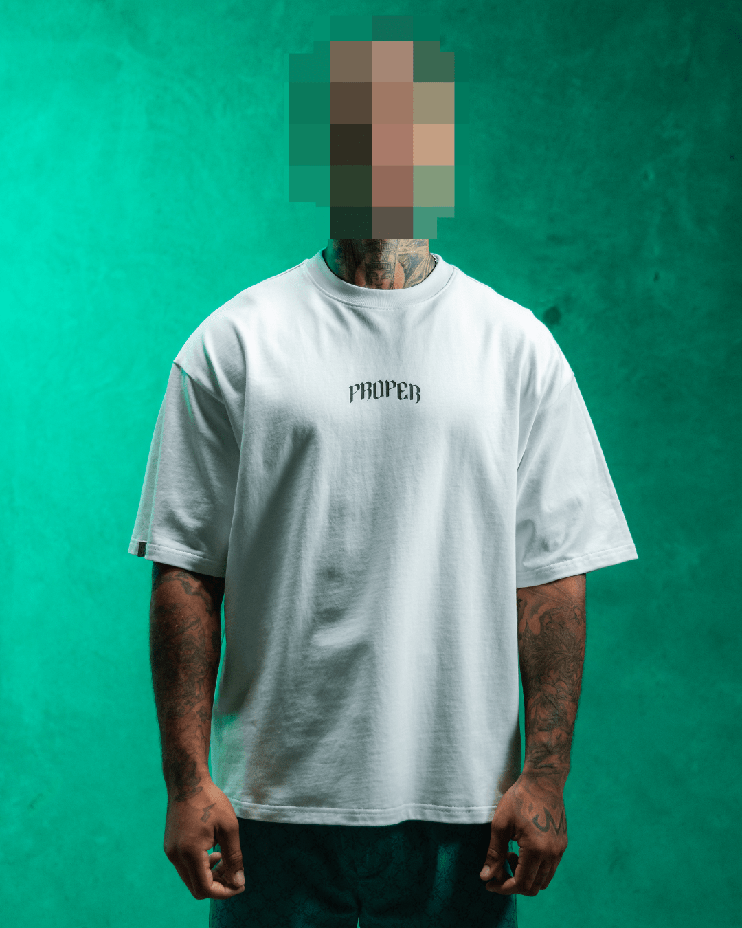 PROPER OG STATUS OVERSIZED TEE WHITE/CYAN - Proper Streetwear