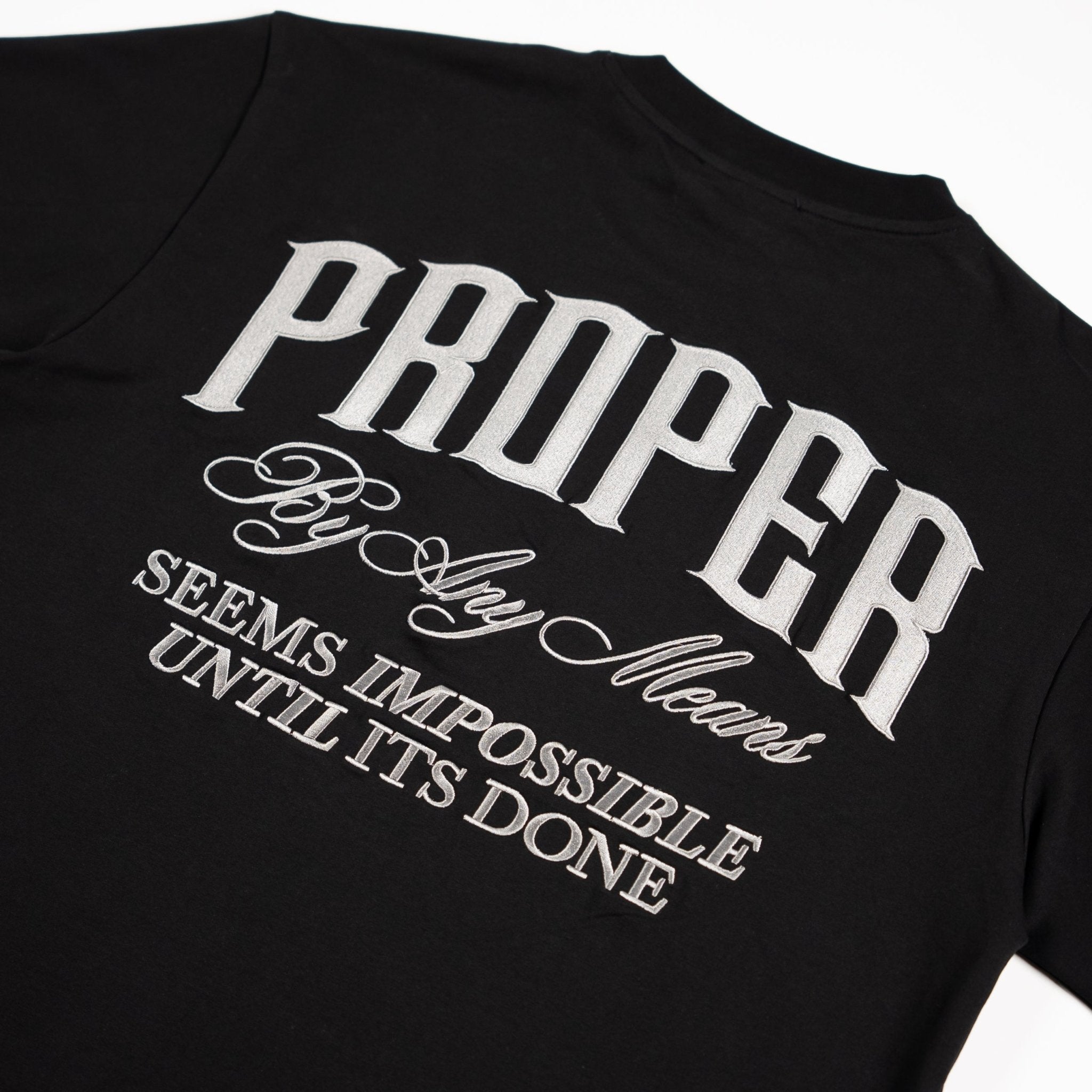PROPER SCRIPTURE FITTED TEE BLACK/SILVER - Proper Streetwear
