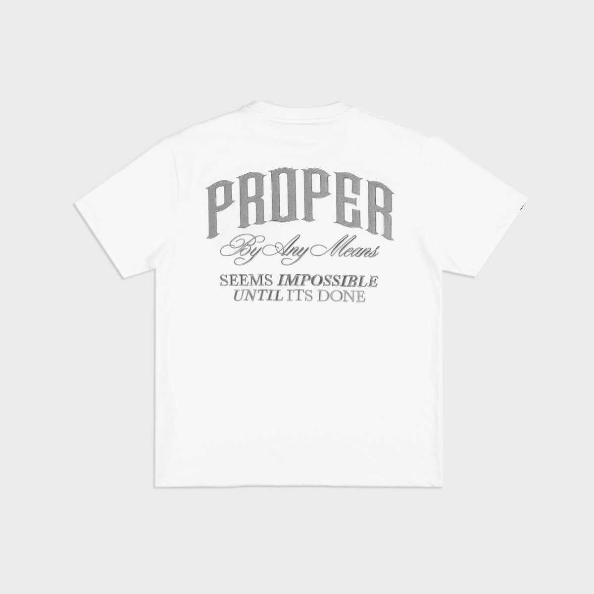 PROPER SCRIPTURE FITTED TEE WHITE/SILVER - Proper Streetwear