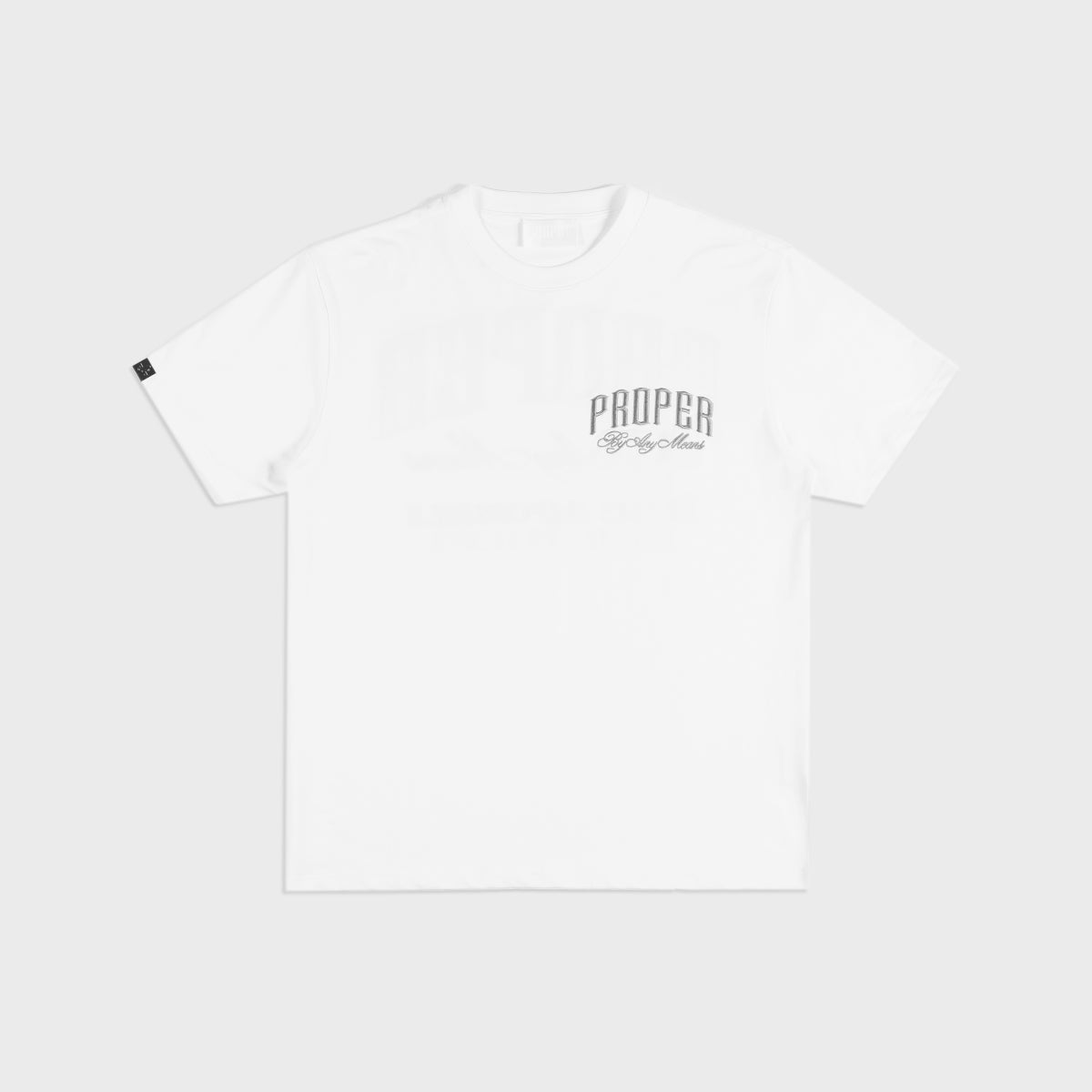 PROPER SCRIPTURE FITTED TEE WHITE/SILVER - Proper Streetwear