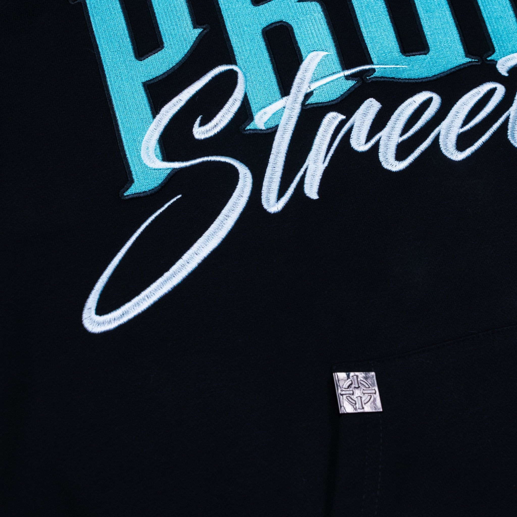 PROPER SIGNATURE HOODIE BLACK/ICY BLUE - Proper Streetwear