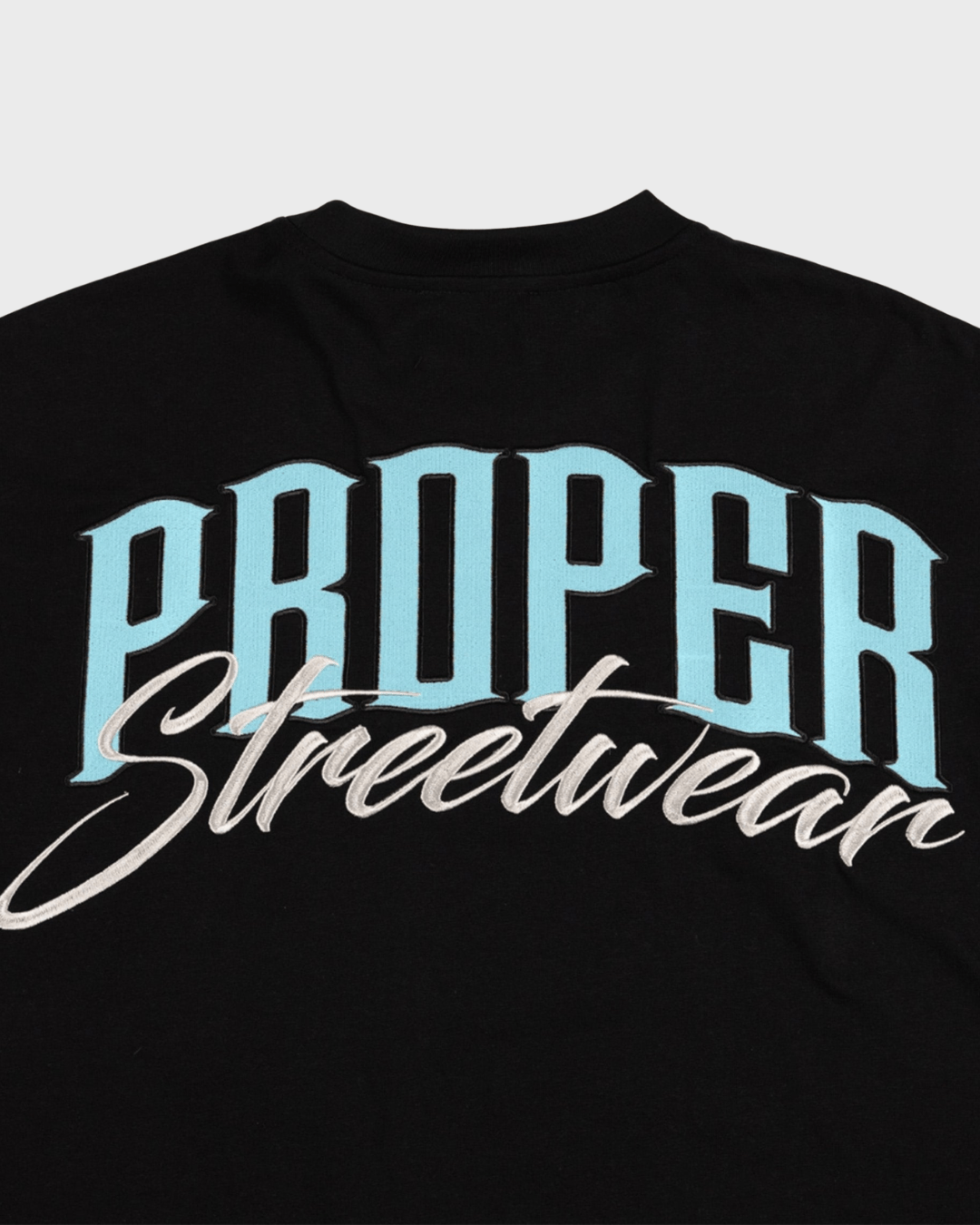 PROPER SIGNATURE OVERSIZED TEE BLACK/ICY BLUE - Proper Streetwear