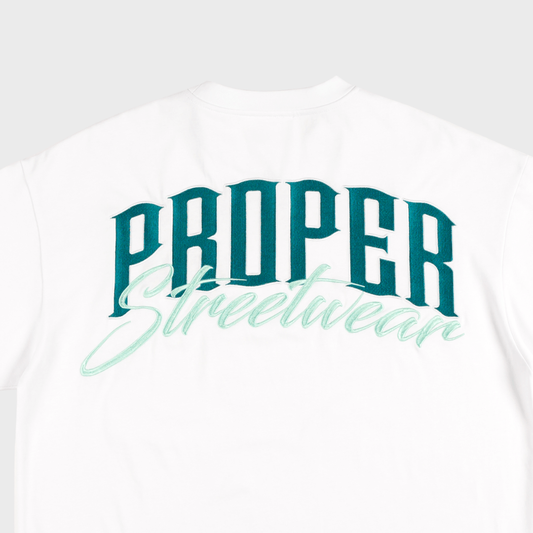 PROPER SIGNATURE OVERSIZED TEE WHITE/GREEN - Proper Streetwear