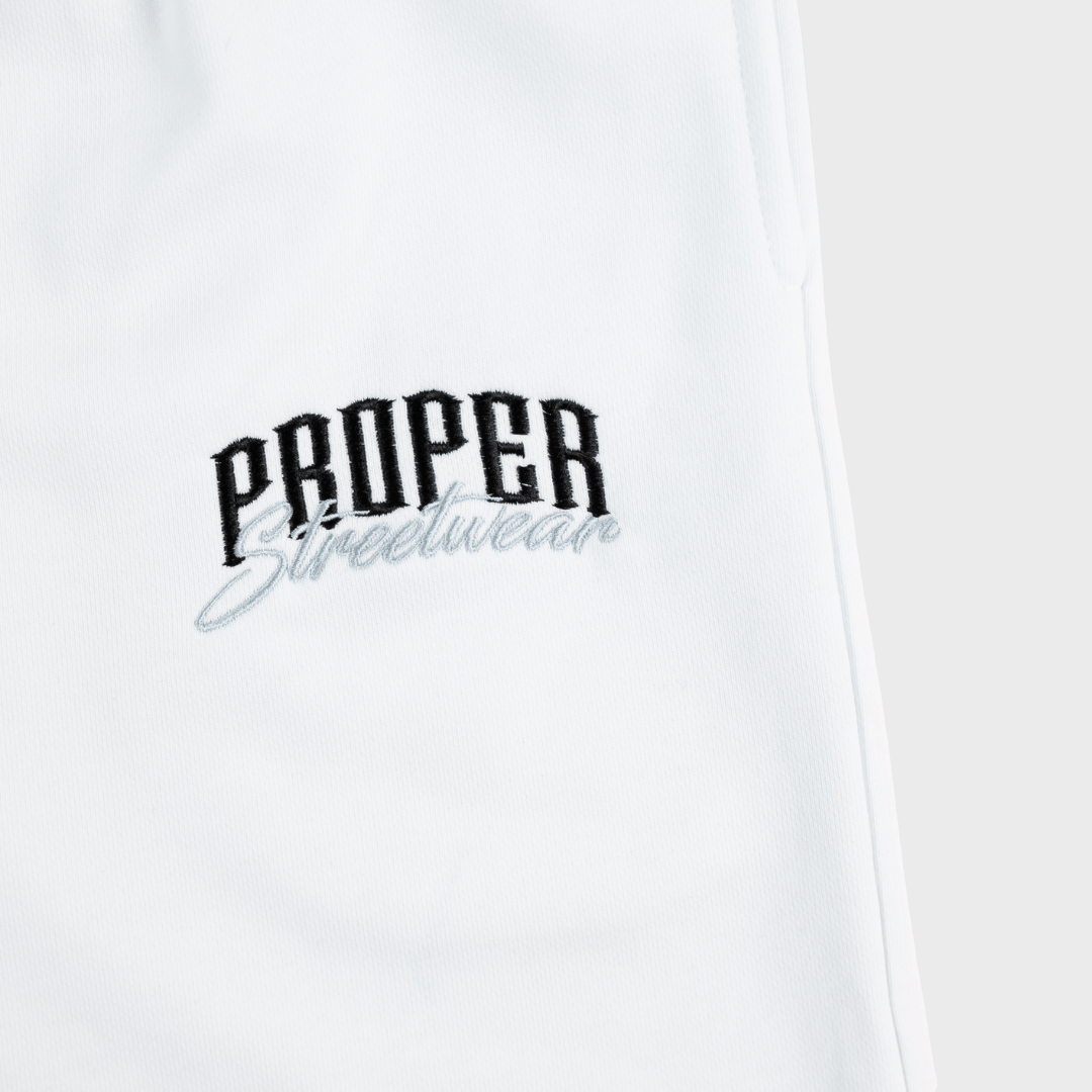 PROPER SIGNATURE SHORTS WHITE/BLACK - Proper Streetwear