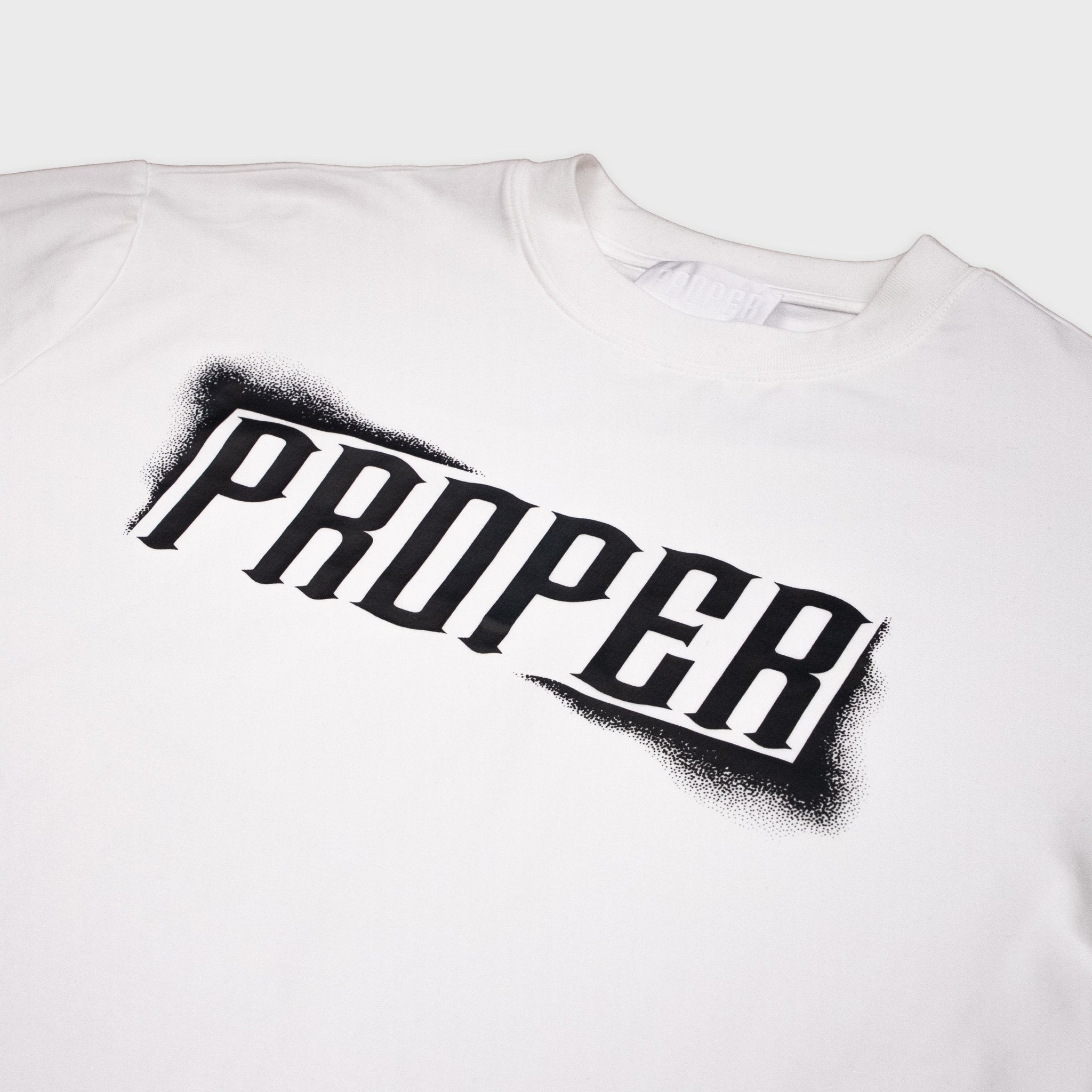 PROPER SPRAY FITTED TEE WHITE/BLACK - Proper Streetwear