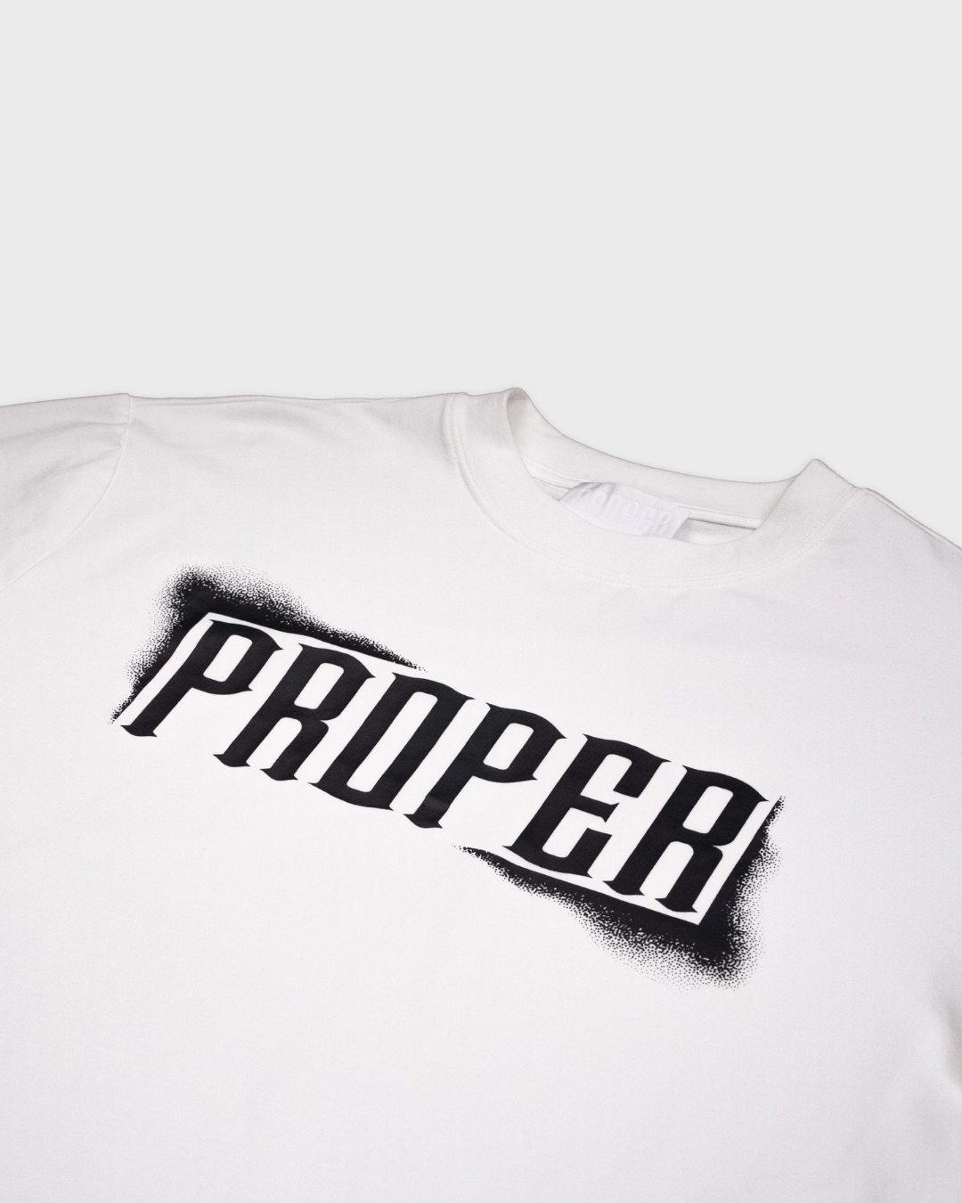 PROPER SPRAY FITTED TEE WHITE/BLACK - Proper Streetwear