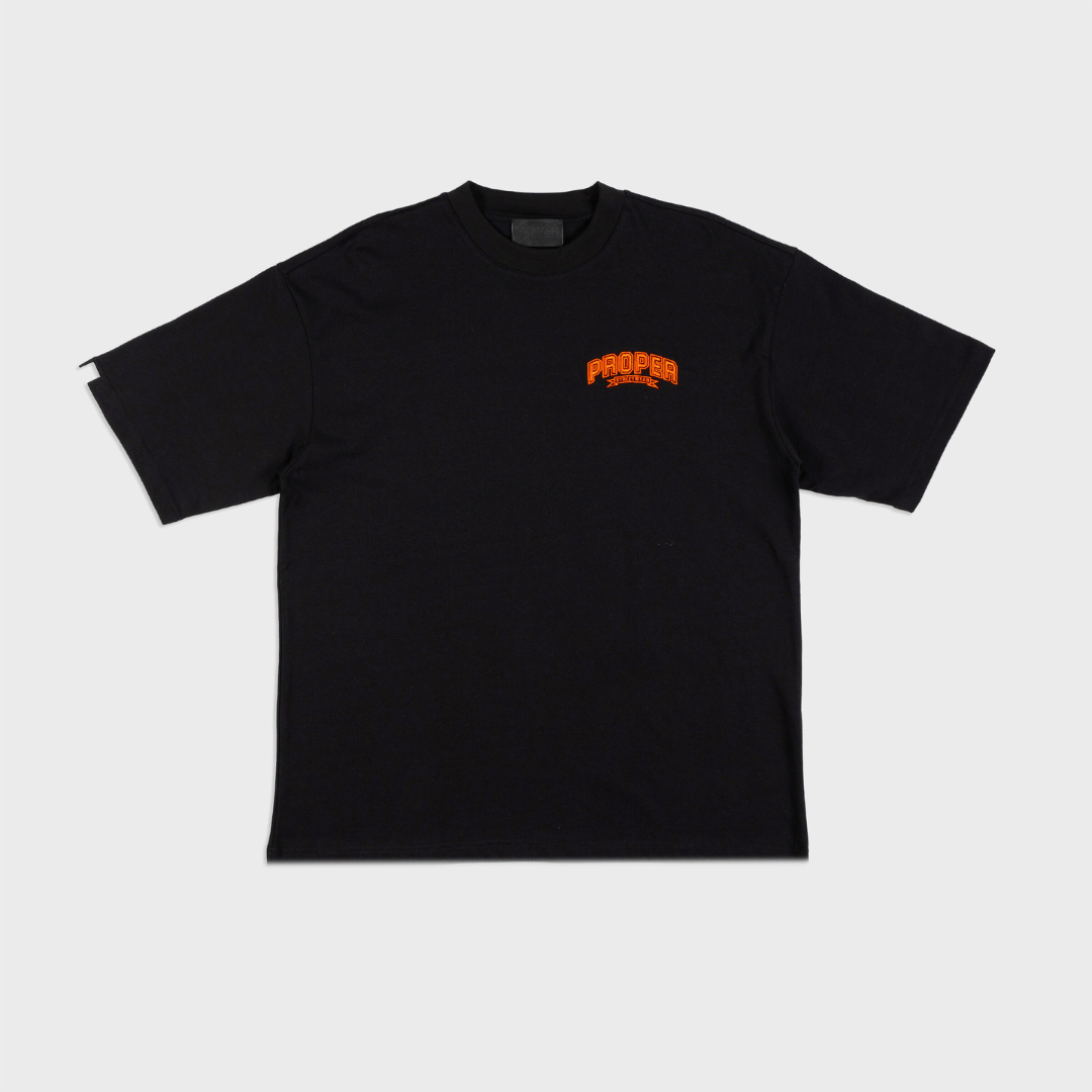 PROPER STREETWEAR OVERSIZED TEE BLACK/ORANGE - Proper Streetwear