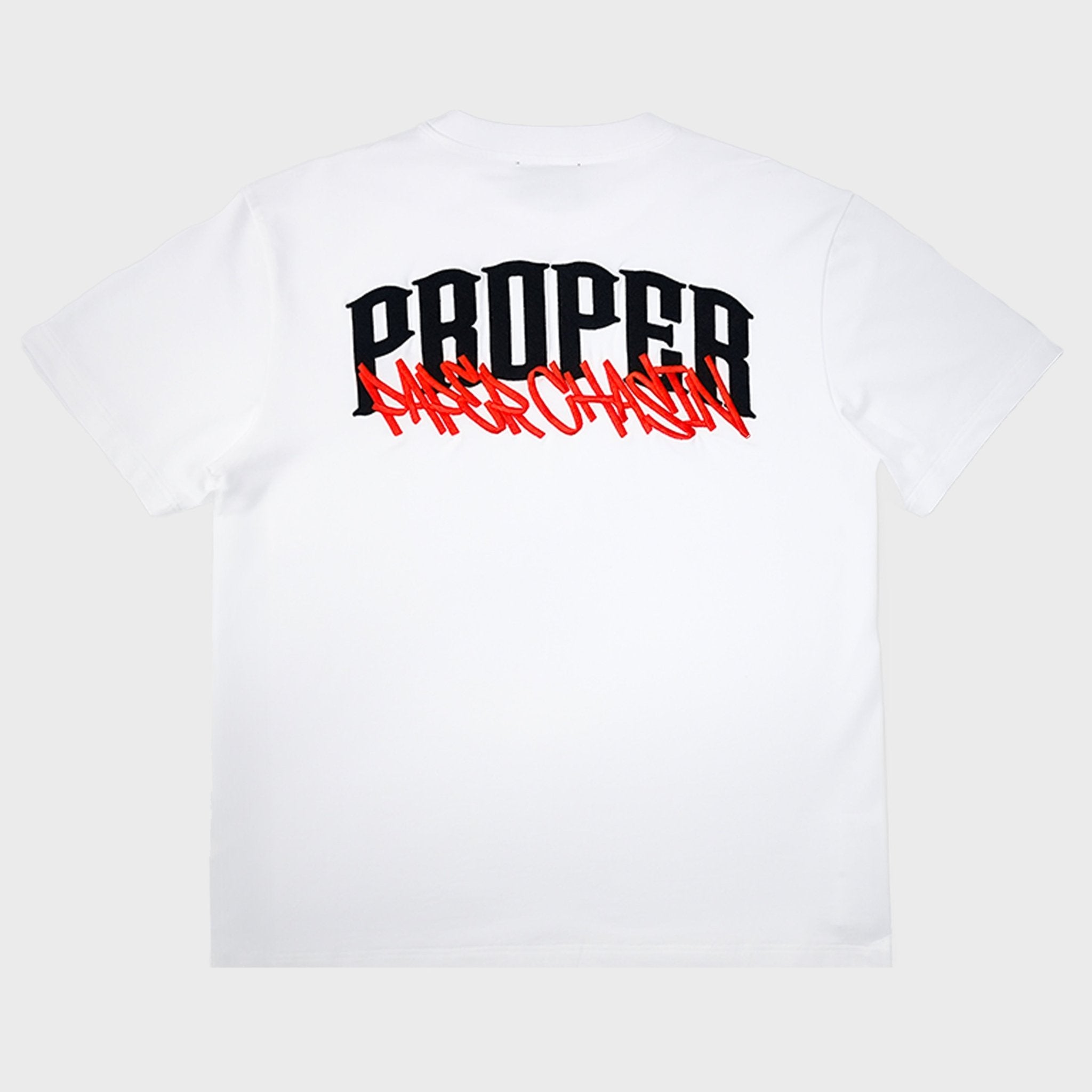 PROPER X PAPERCHASIN FITTED TEE WHITE/RED - Proper Streetwear