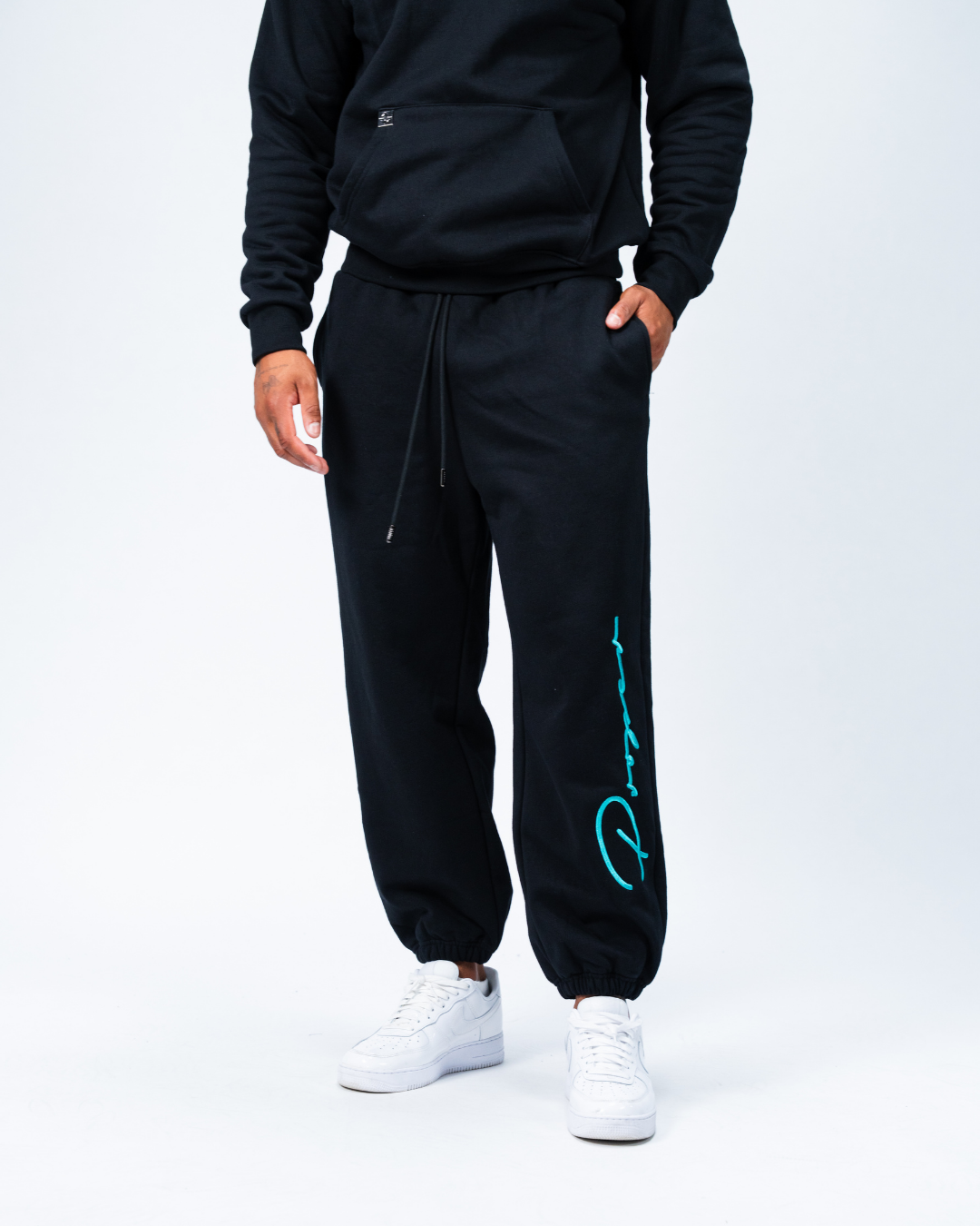 AUTOGRAPH TRACKPANTS BLACK/TIFFANY BLUE
