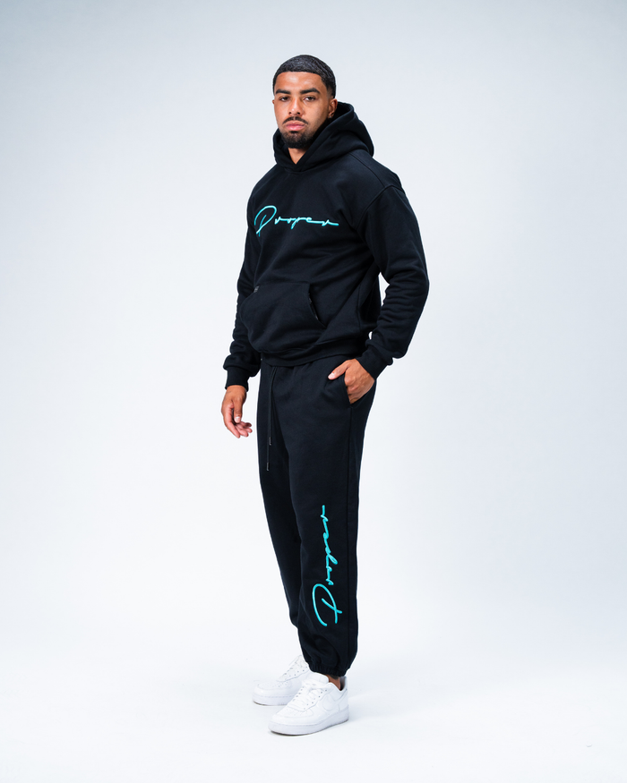 AUTOGRAPH TRACKPANTS BLACK/TIFFANY BLUE