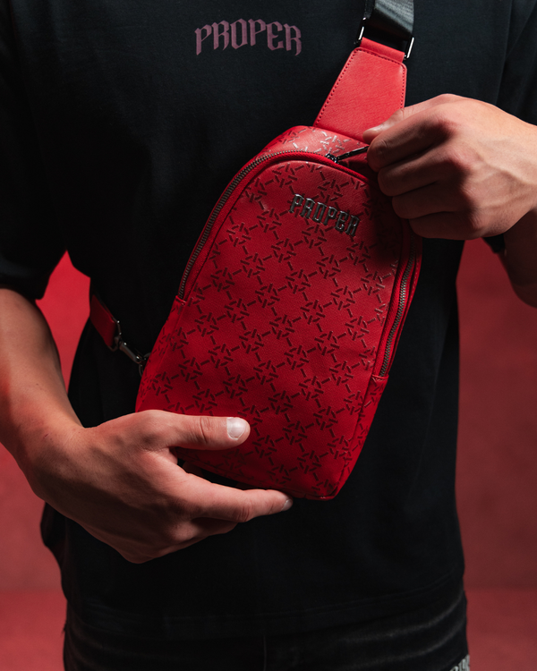 PROPER MONOGRAM SLING BAG RED