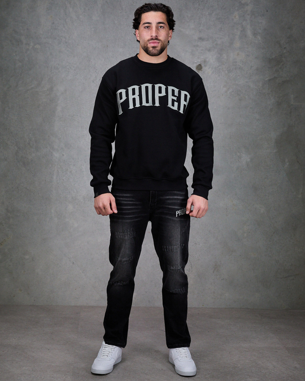 PROPER OG CURVE CREWNECK BLACK/SILVER