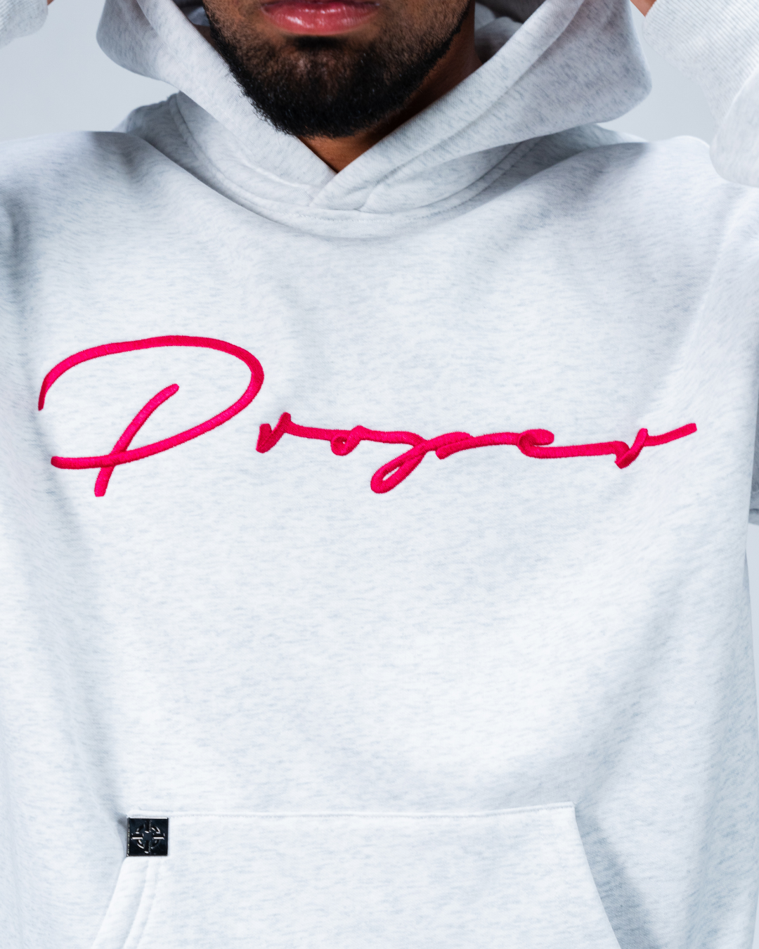 AUTOGRAPH HOODIE MARL GREY/PINK