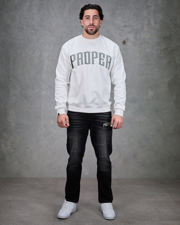 PROPER OG CURVE CREWNECK WHITE/SILVER