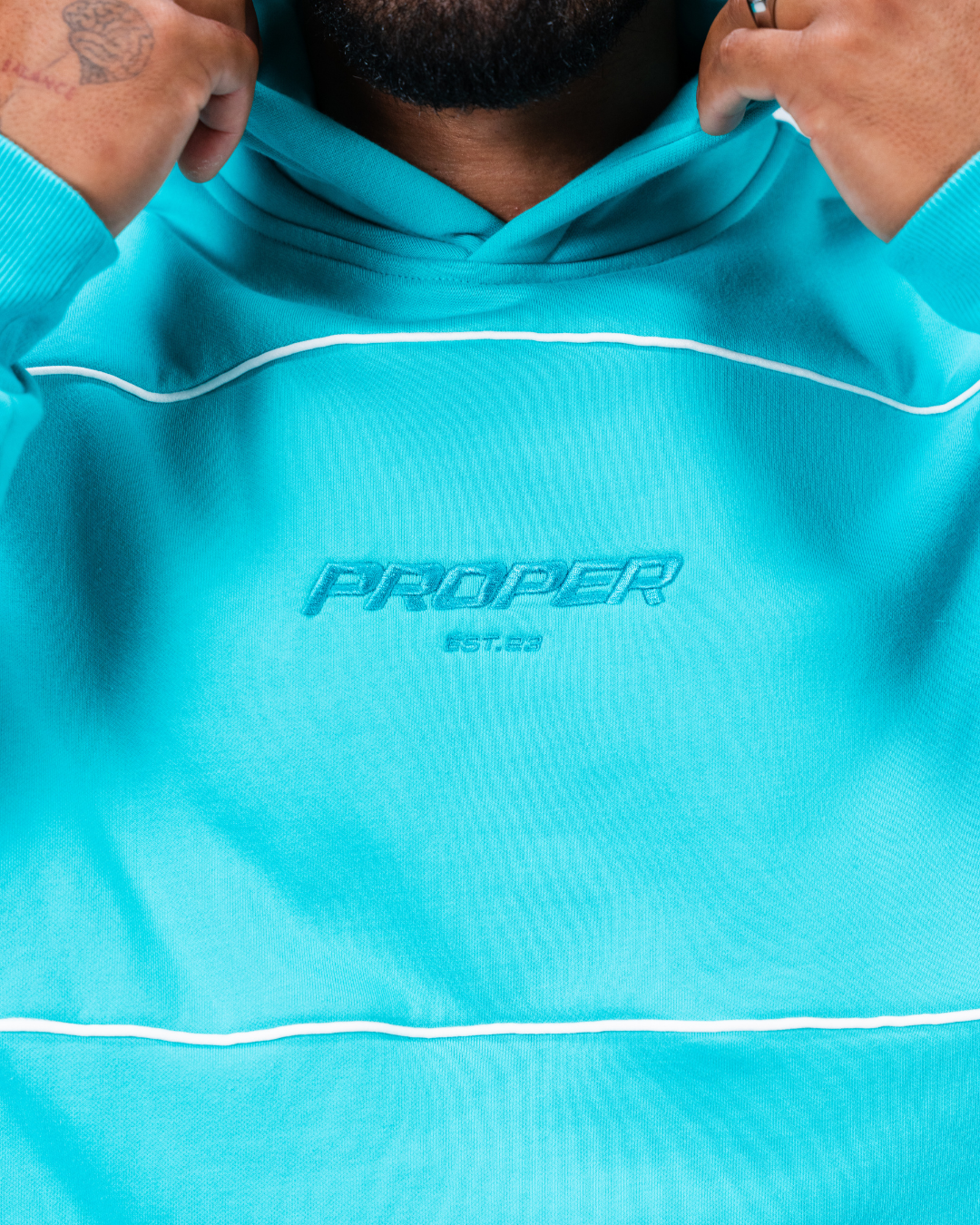 CLUB HOODIE TEAL/WHITE