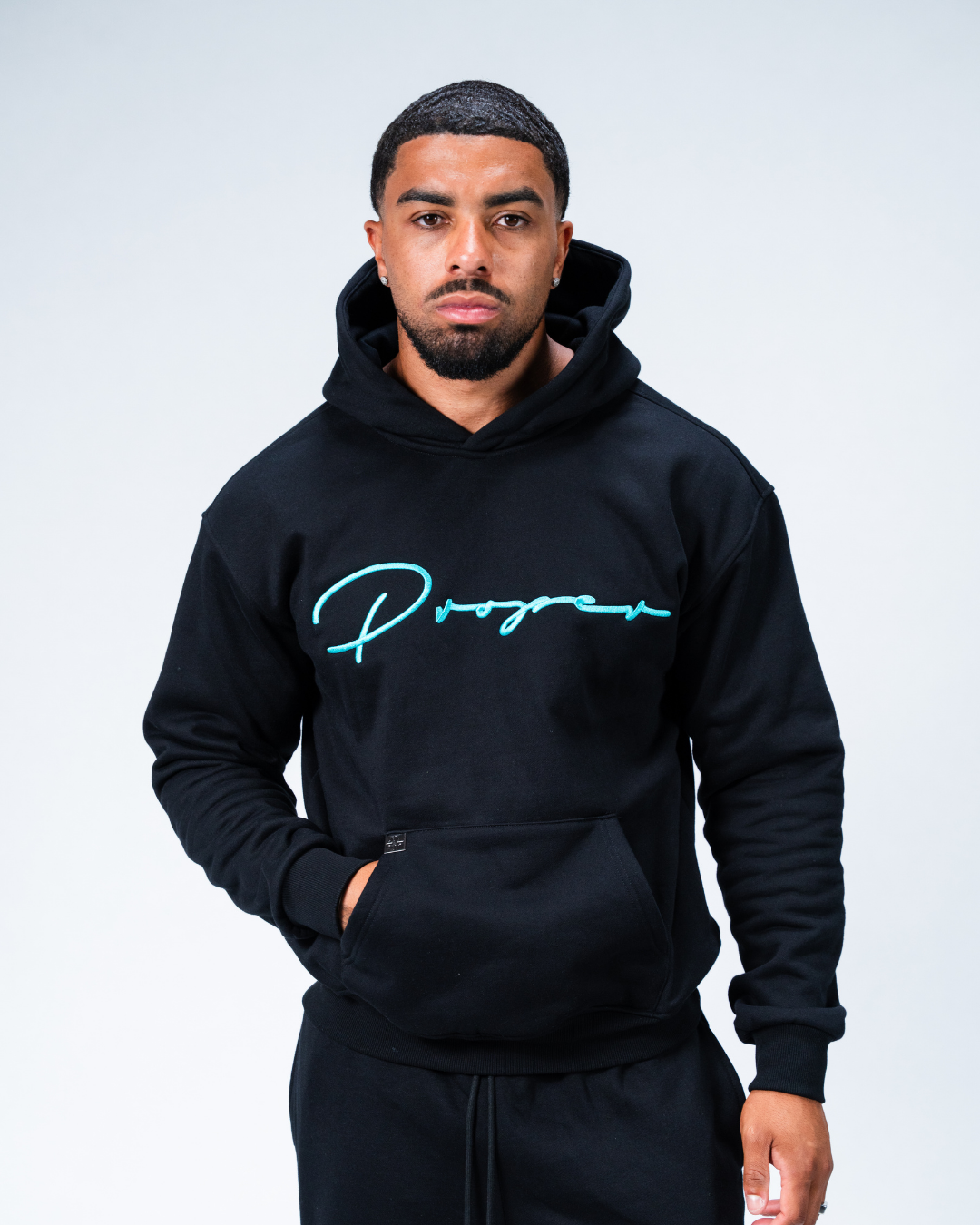 AUTOGRAPH HOODIE BLACK/TIFFANY BLUE